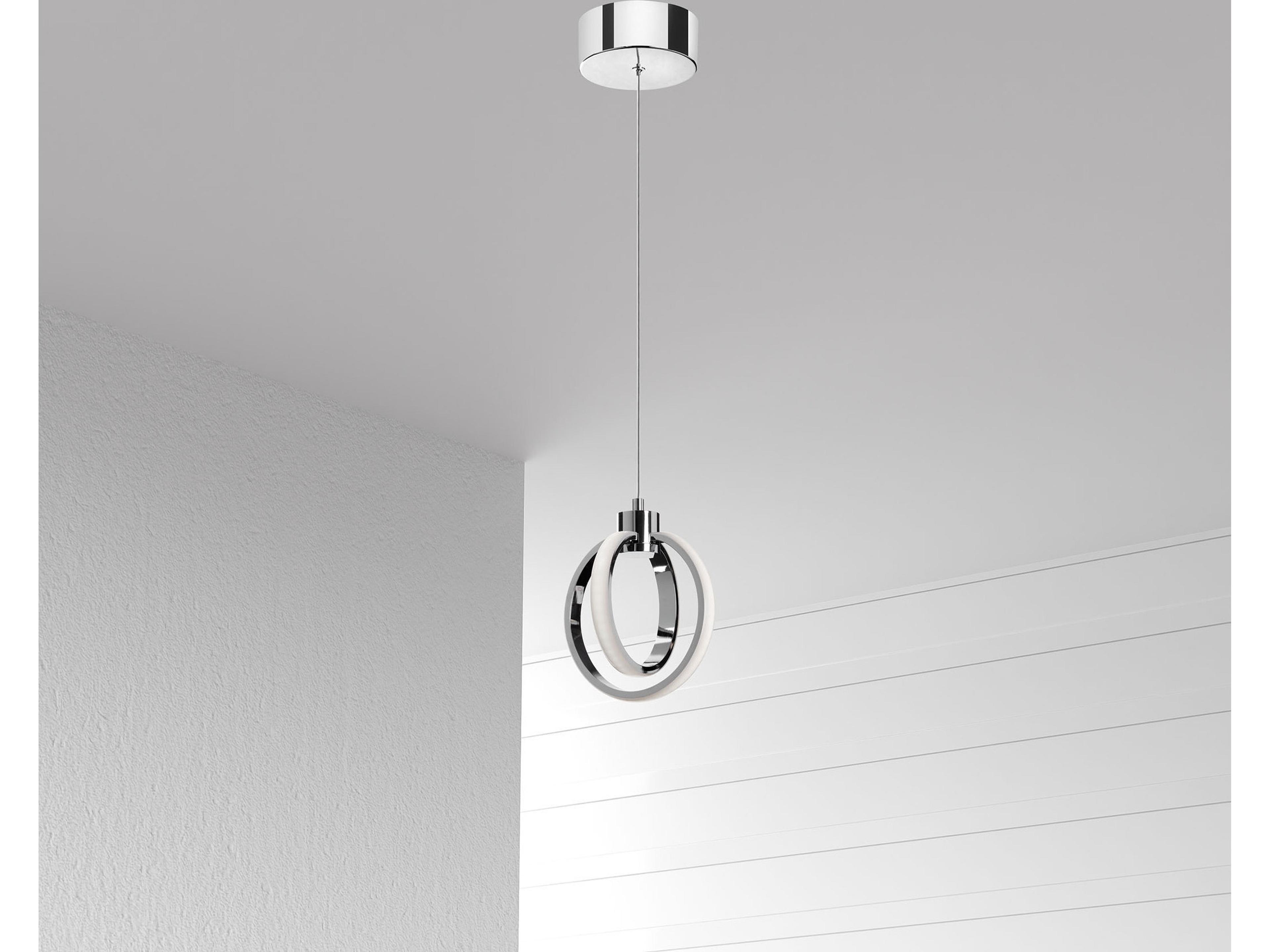 Dainolite Parson 1-Light Polished Chrome White Round Mini Pendant