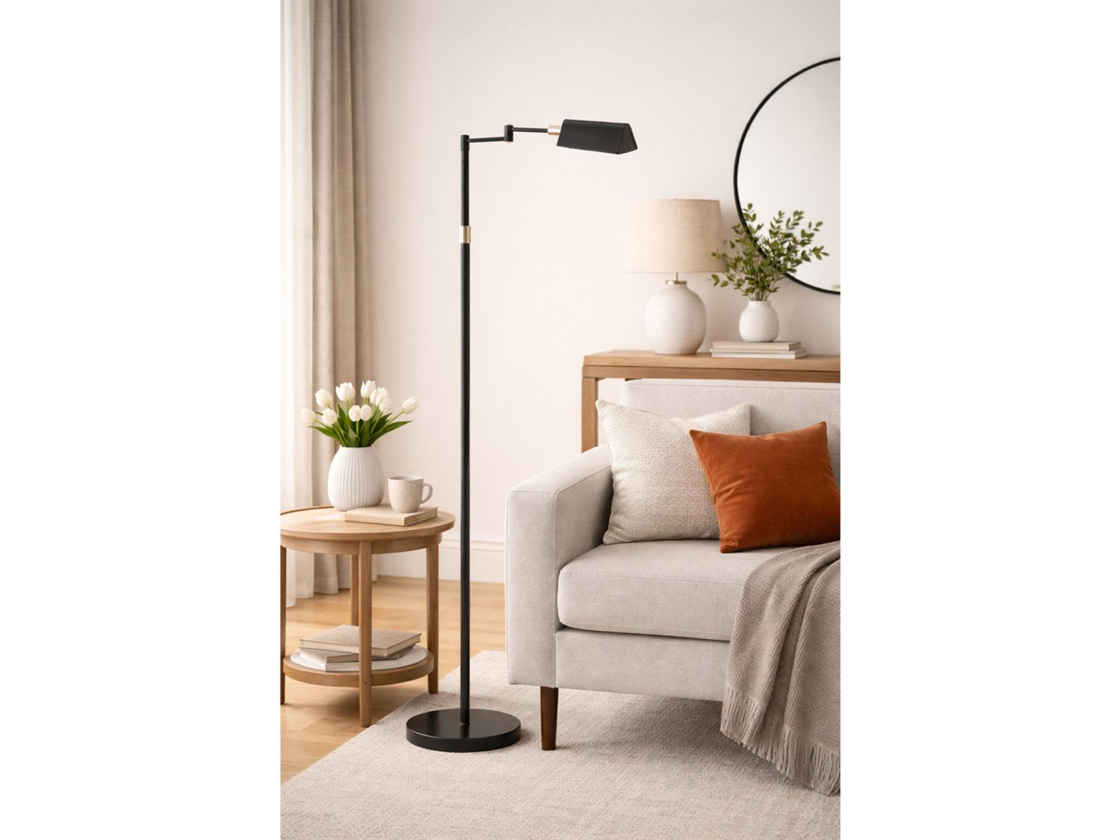 Dainolite Black Polished Chrome Floor Lamp