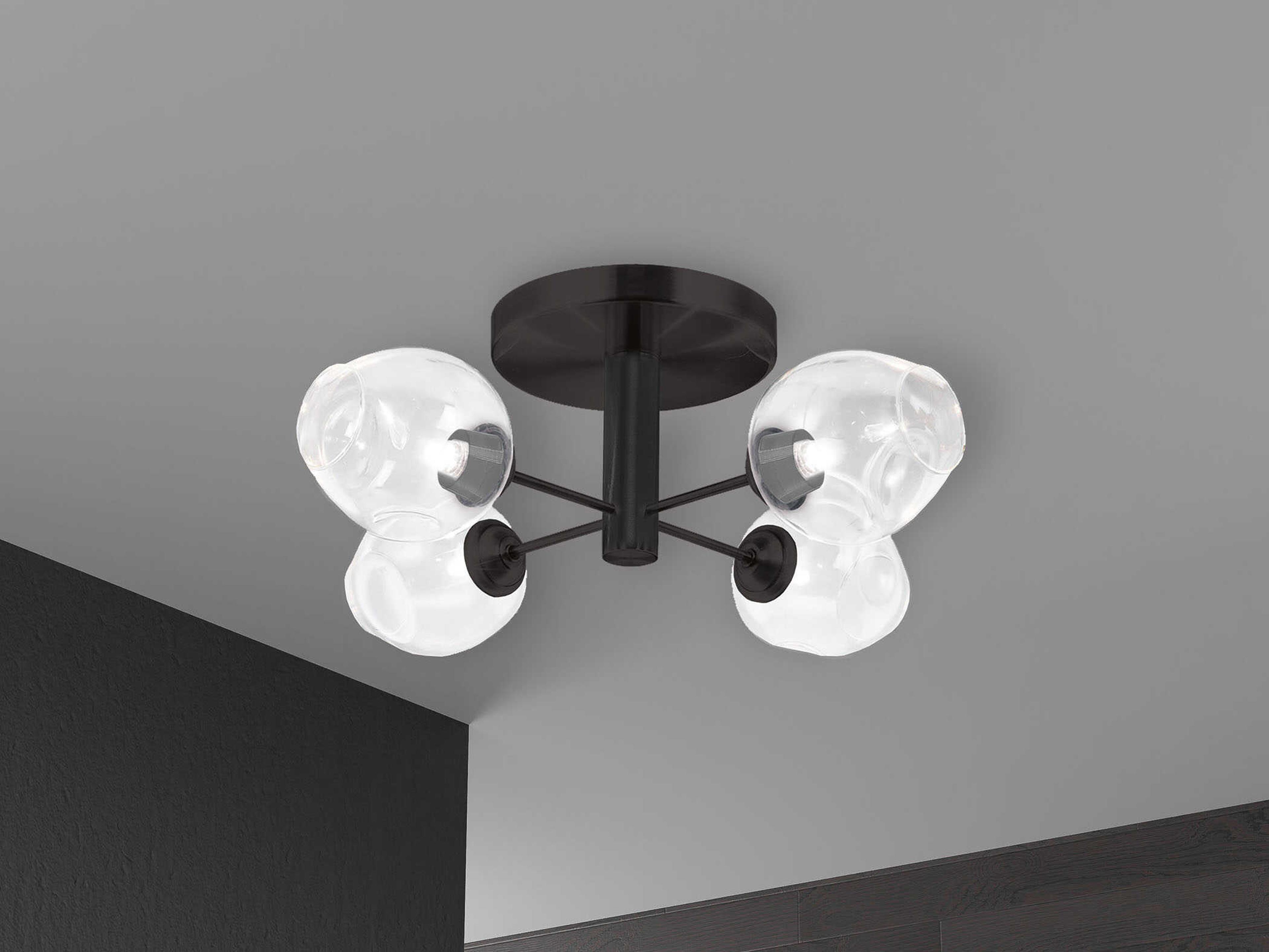 Dainolite Abii 4-Light Matte Black Semi Flush Mount