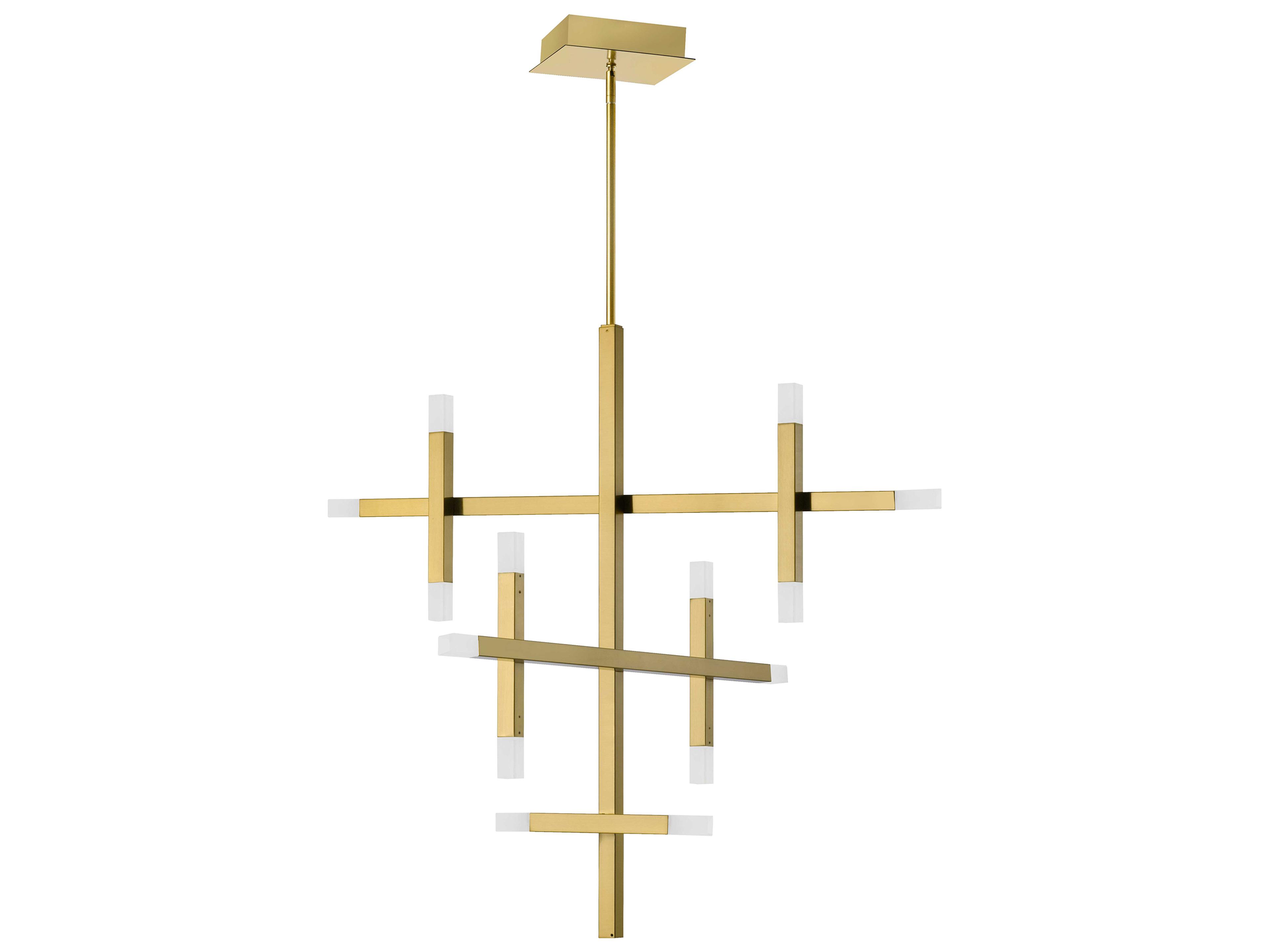 Acasia 14-Light Aged Brass Geometric Linear Tiered Chandelier