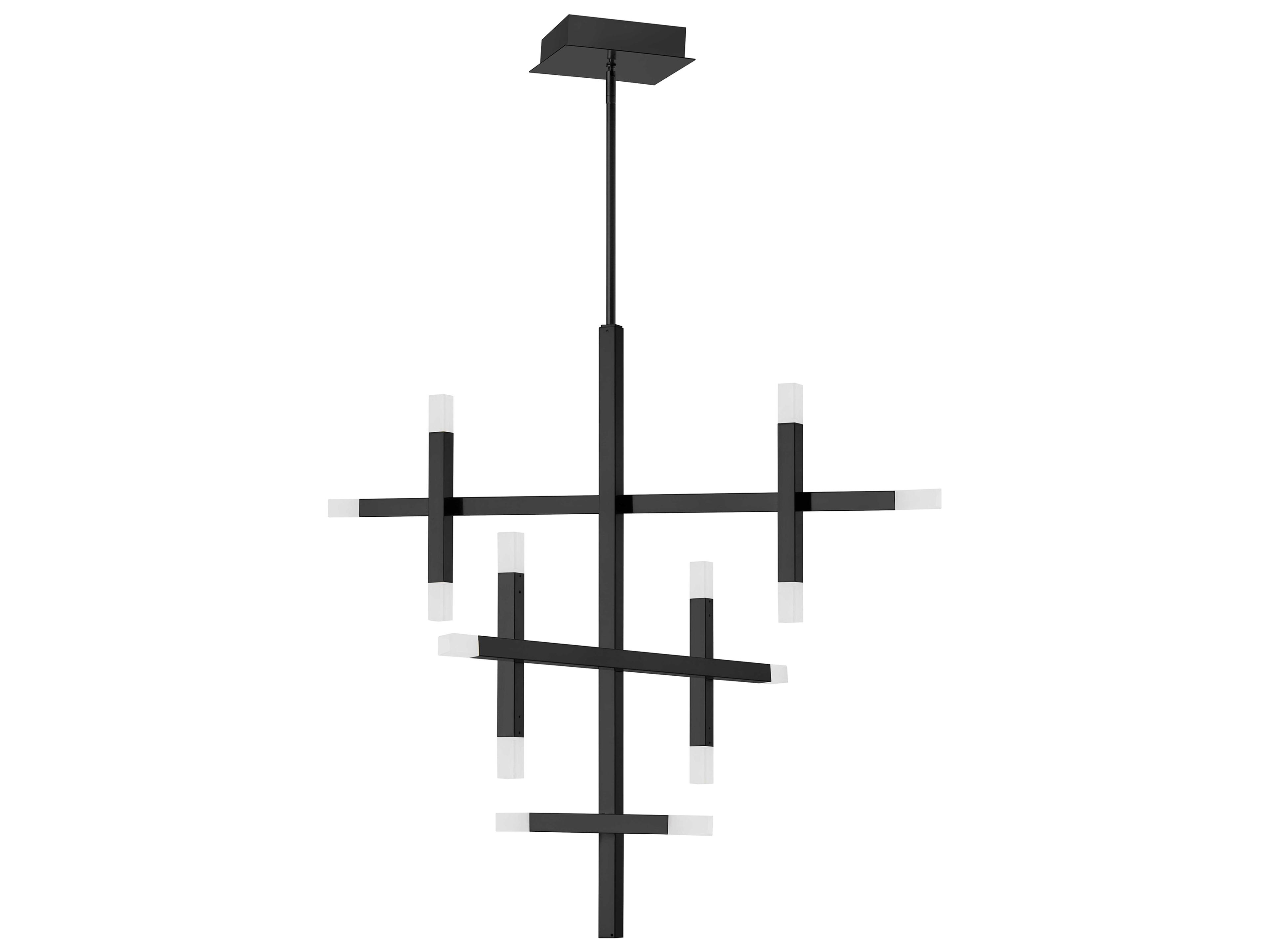 Acasia 14-Light Matte Black Geometric Linear Tiered Chandelier
