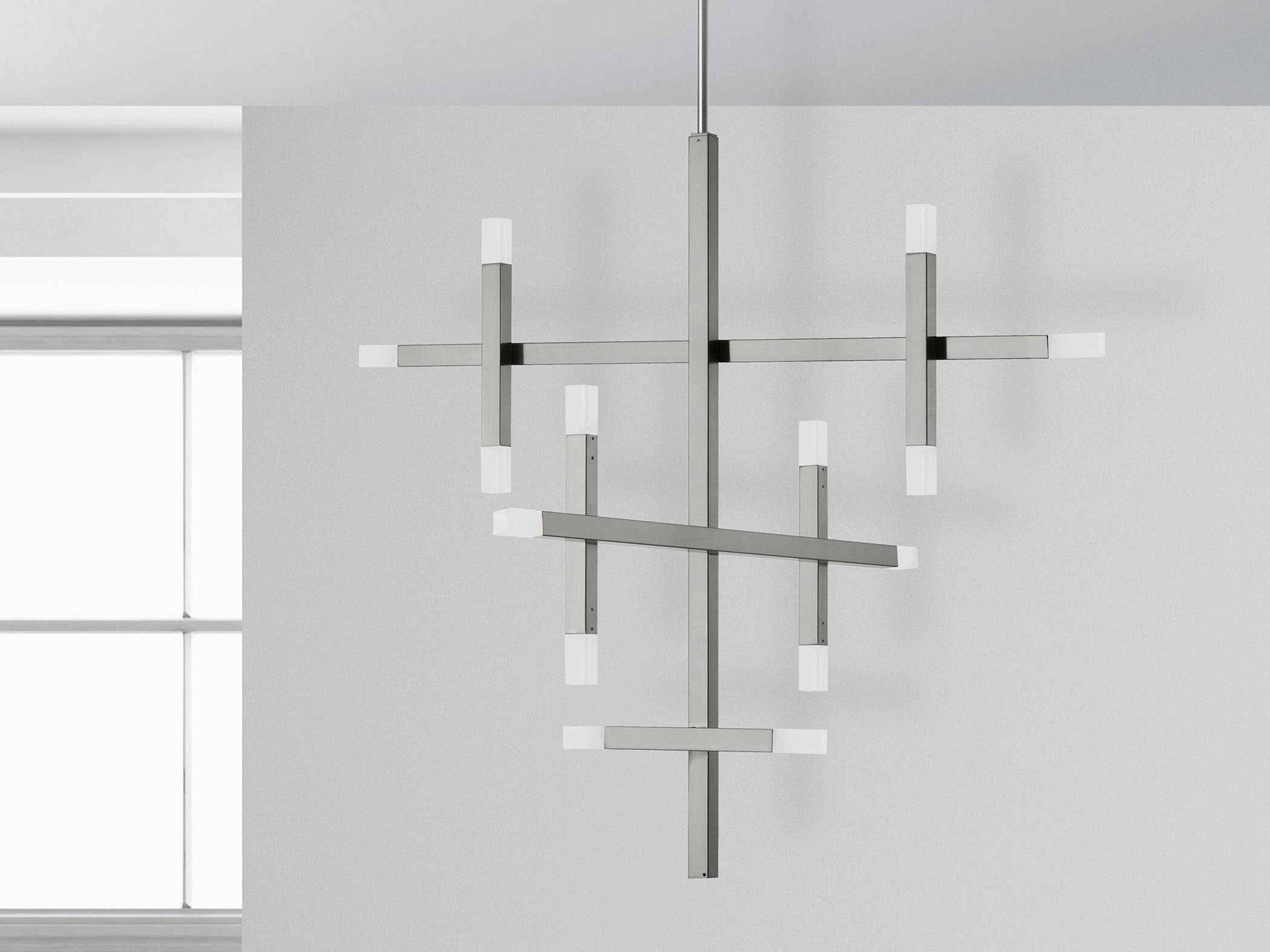 Dainolite Acasia 14-Light Polished Chrome Geometric Linear Tiered Chandelier