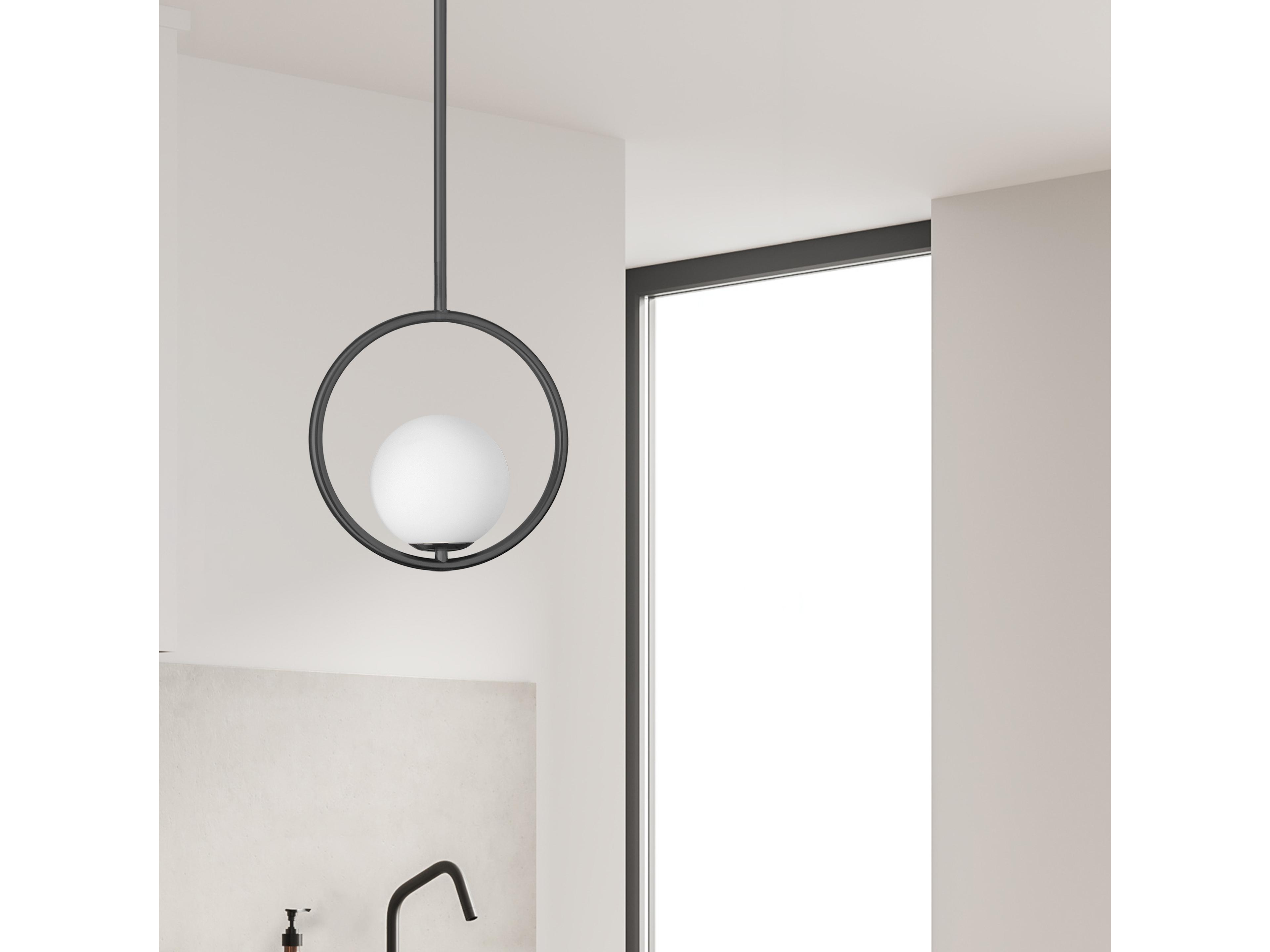 Dainolite Adrienna 1-Light Matte Black Globe Mini Pendant