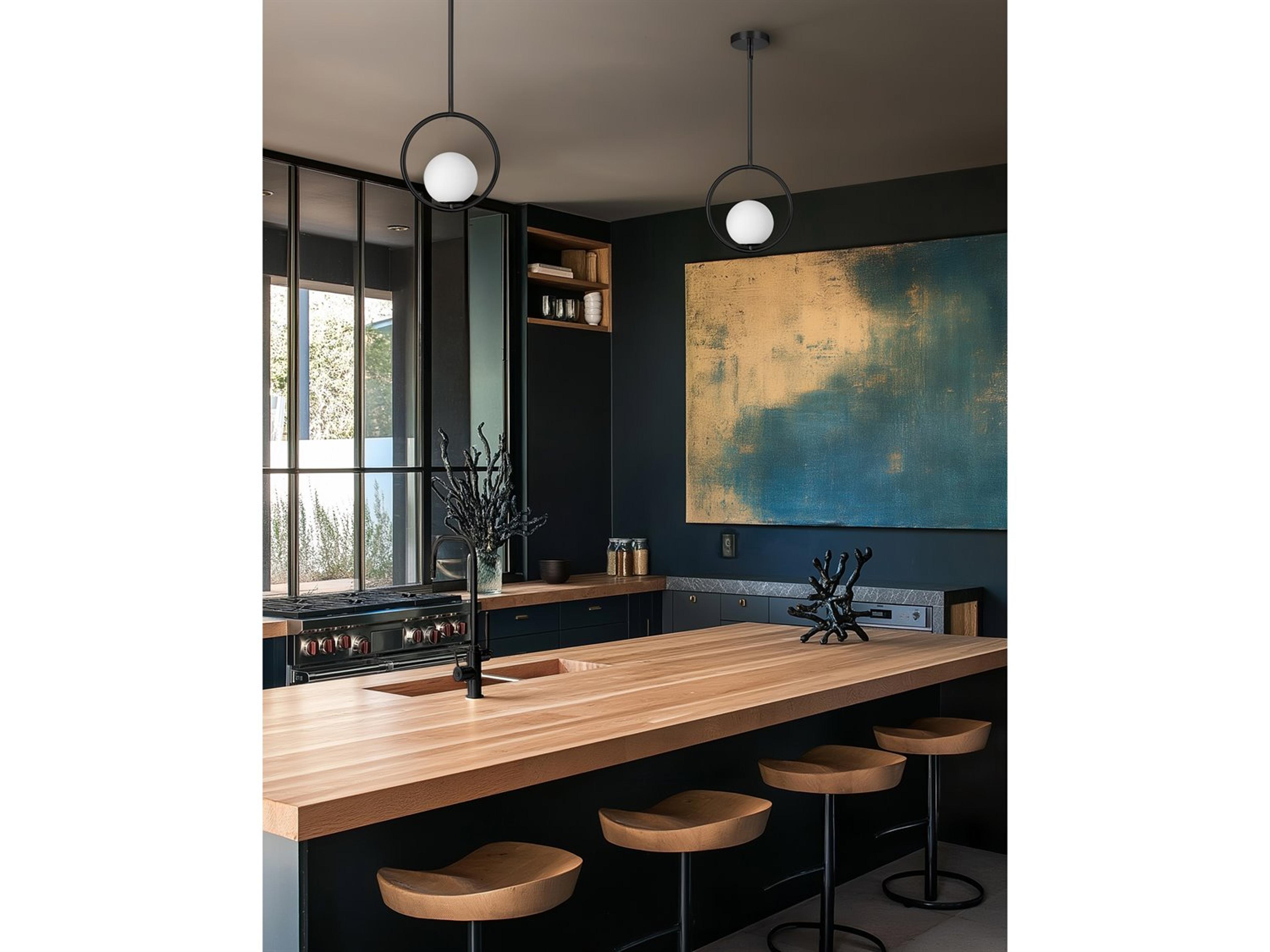 Dainolite Adrienna 1-Light Matte Black Globe Mini Pendant