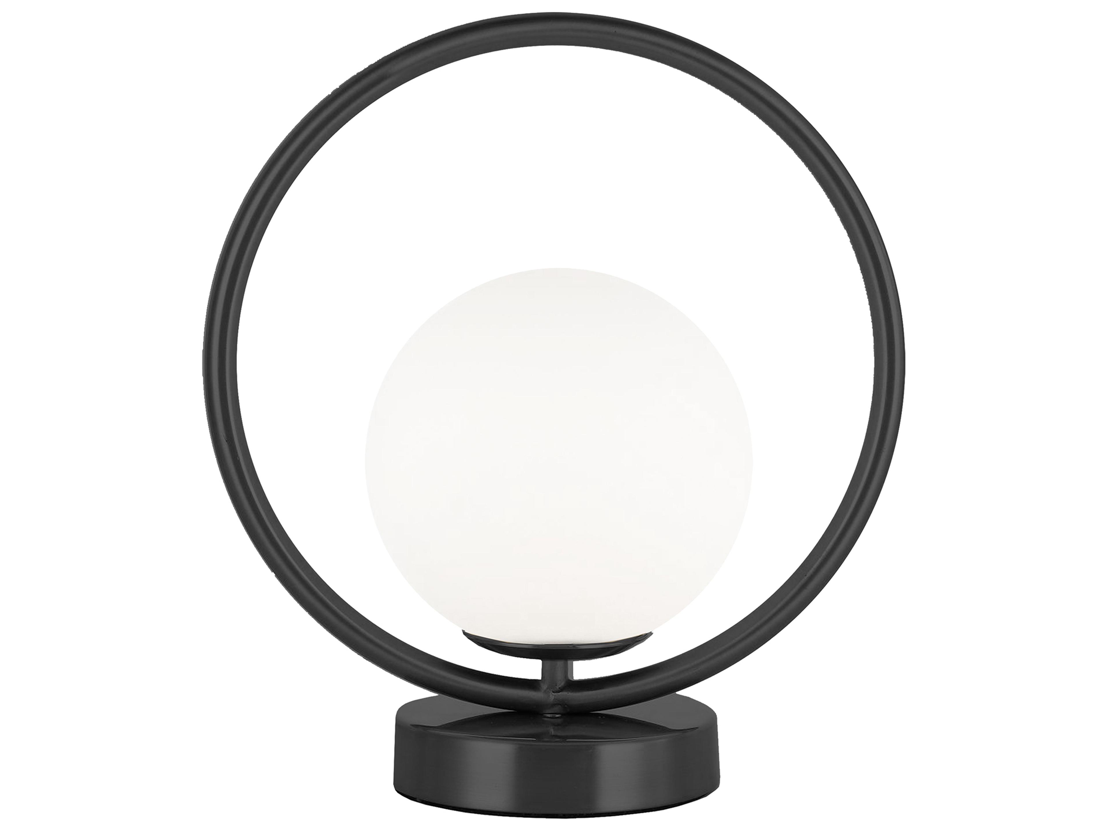 Adrienna Matte Black Opal White Glass Table Lamp