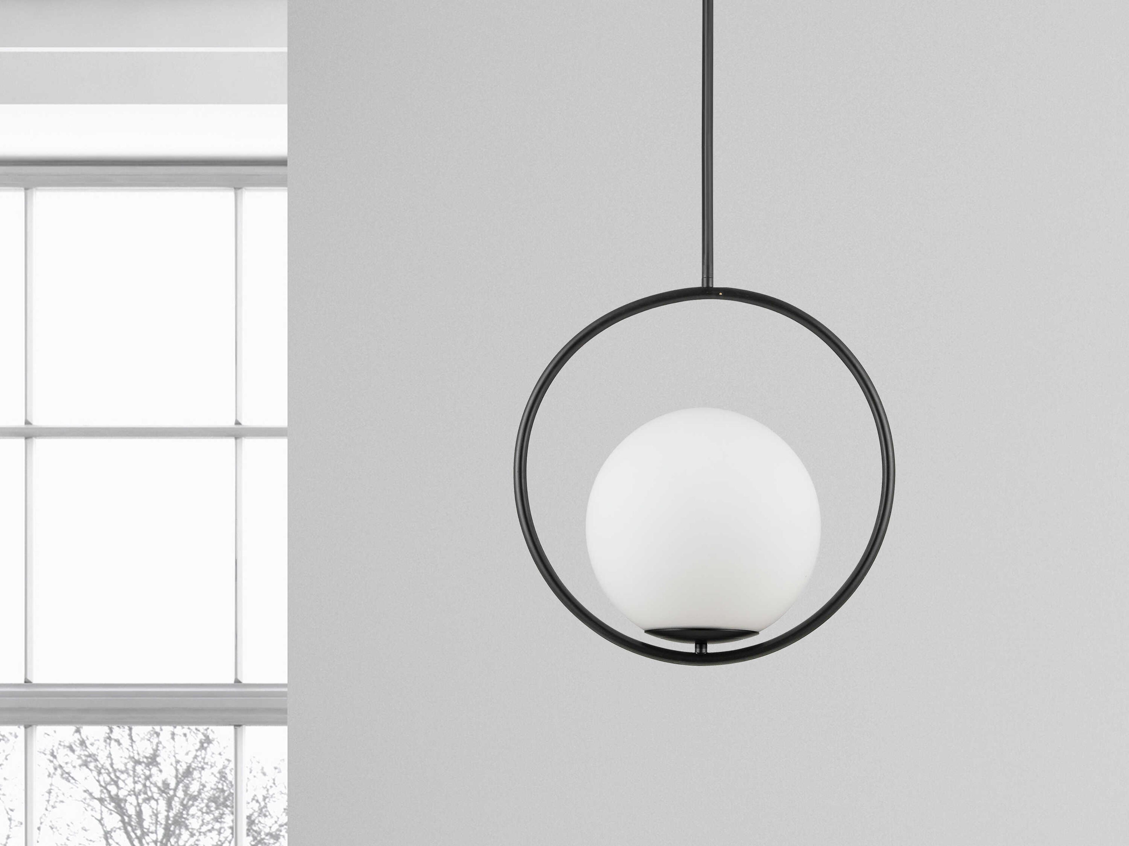 Dainolite Adrienna 1-Light Matte Black Globe Pendant