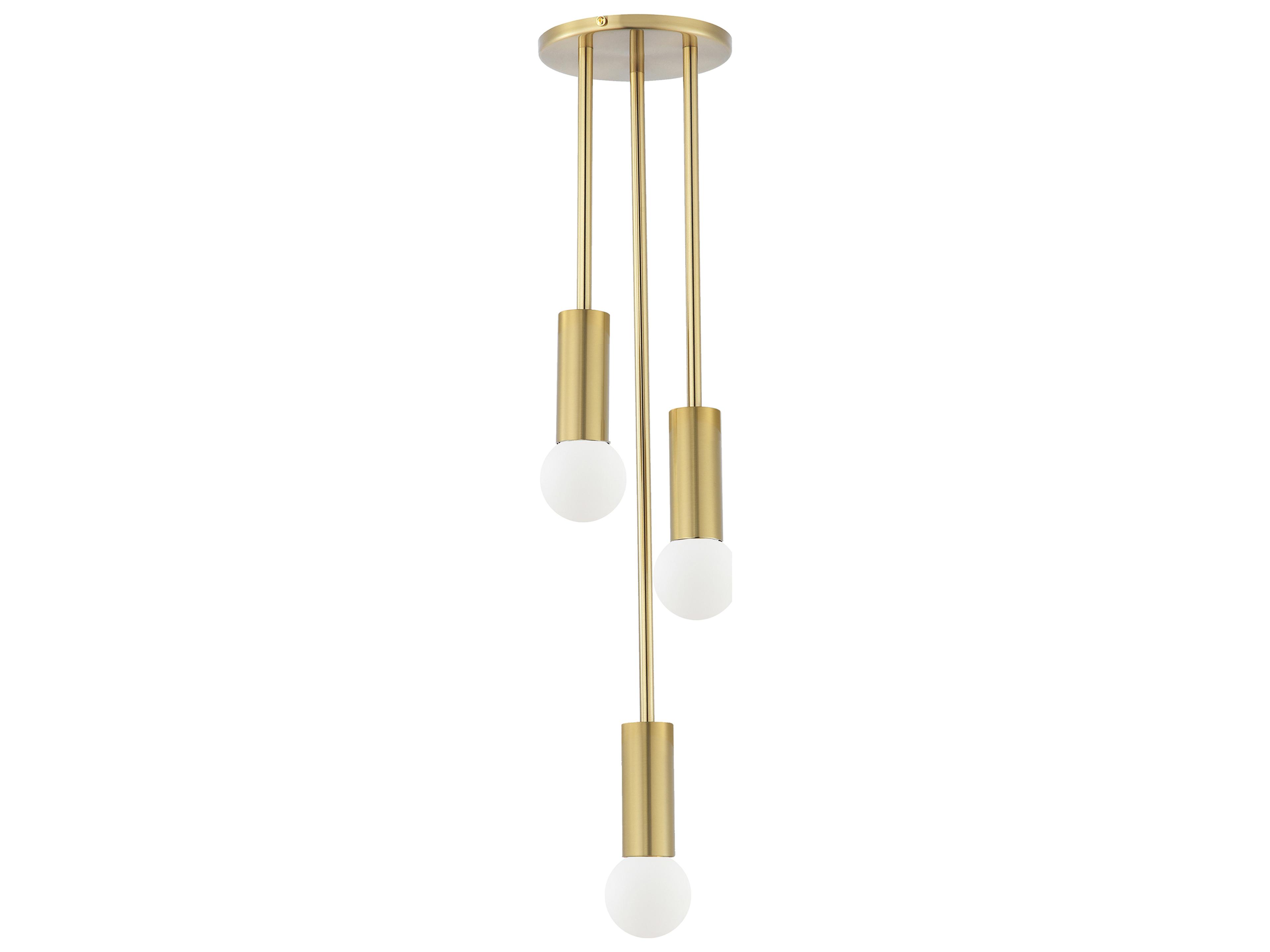 Adams 3-Light Aged Brass Mini Pendant