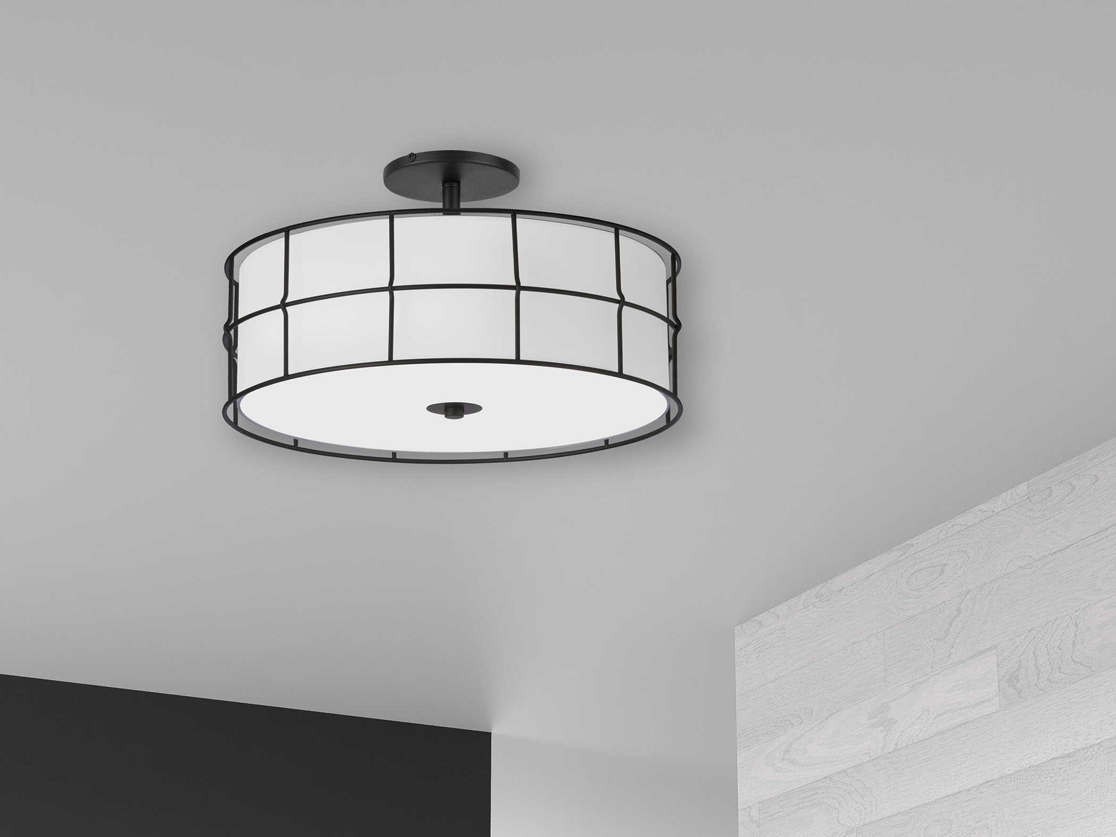 Dainolite Alcala 3-Light Matte Black Round Semi Flush Mount