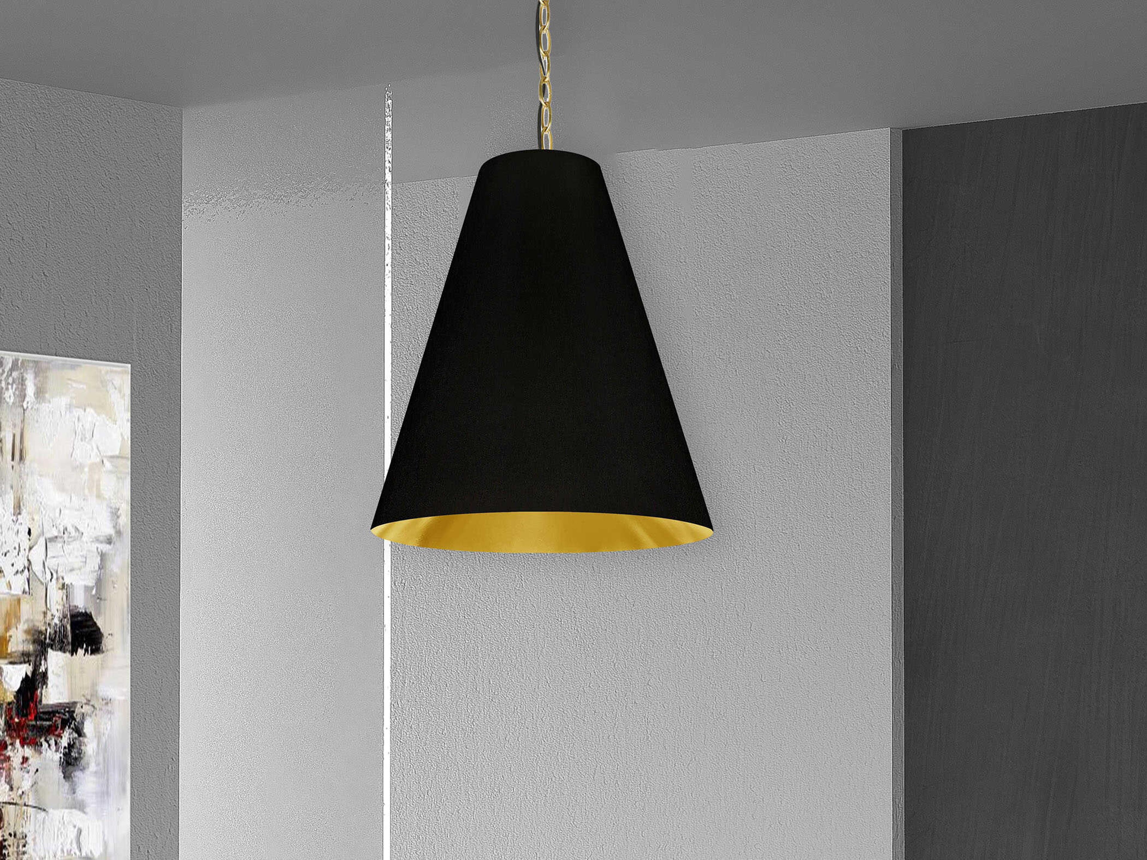 Dainolite Anaya 1-Light Black Gold Aged Brass Pendant