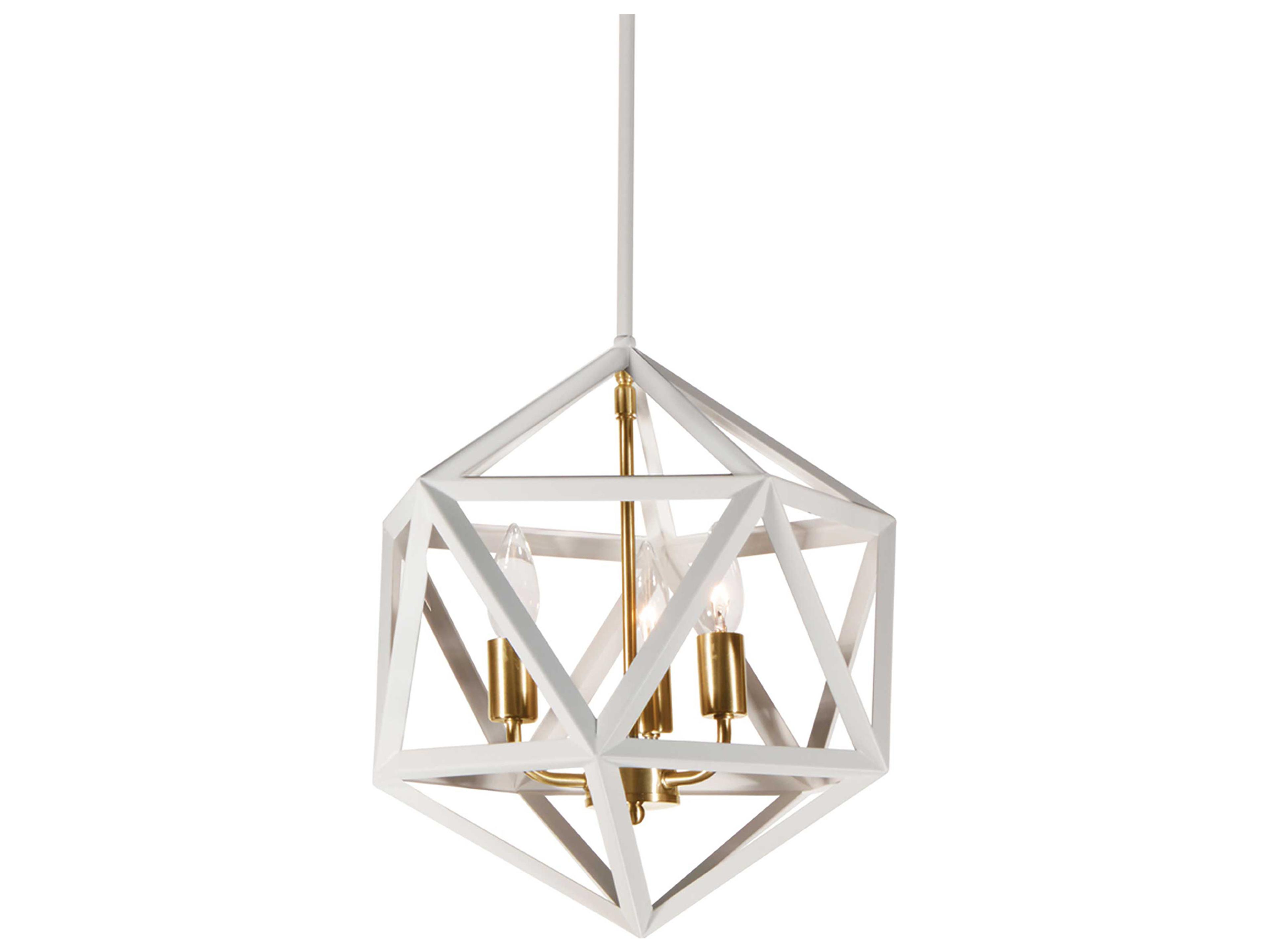 Archello 3-Light Matte White Vintage Bronze Geometric Pendant