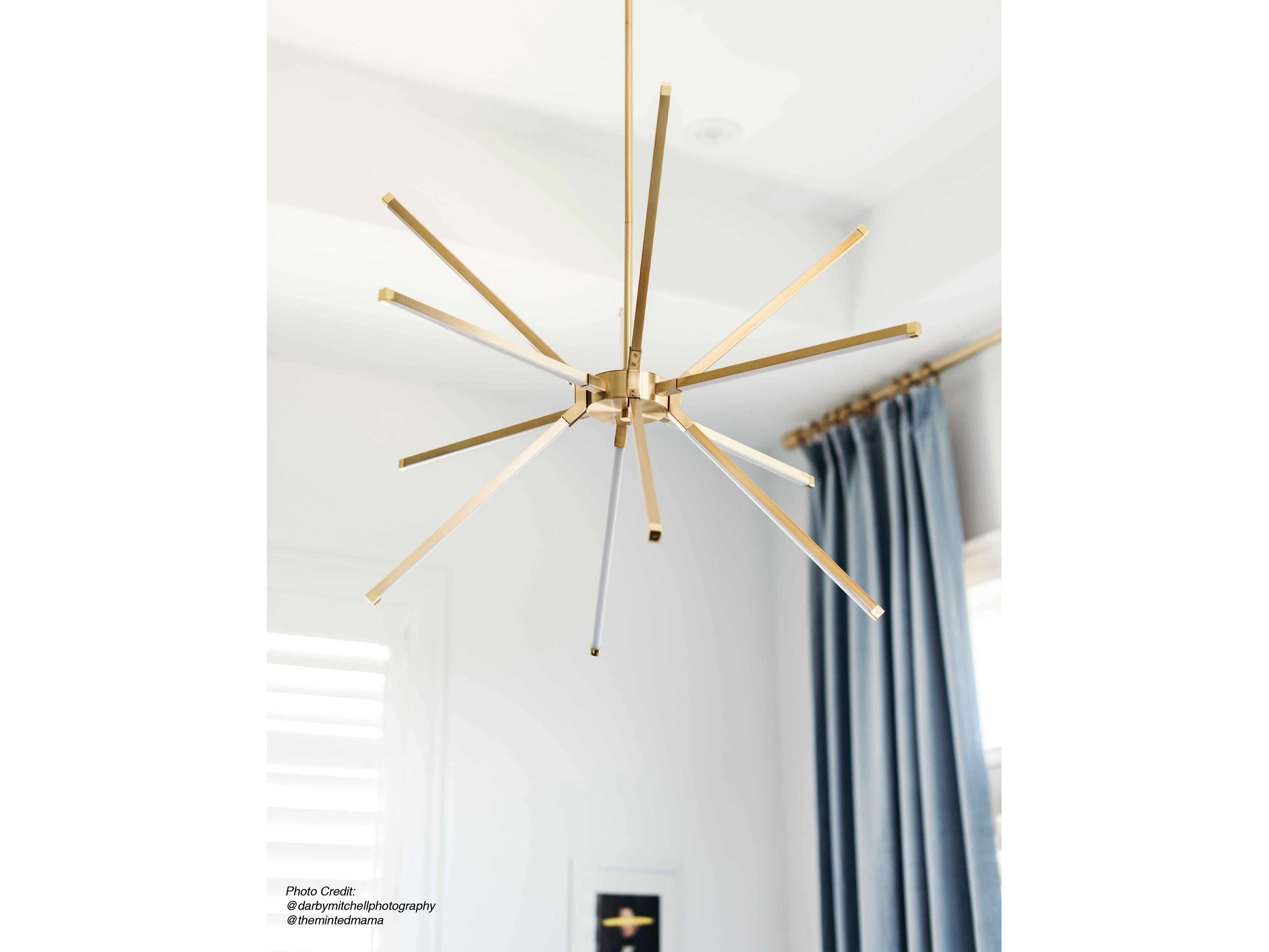 Dainolite Array 12-Light Aged Brass Linear Sputnik Chandelier