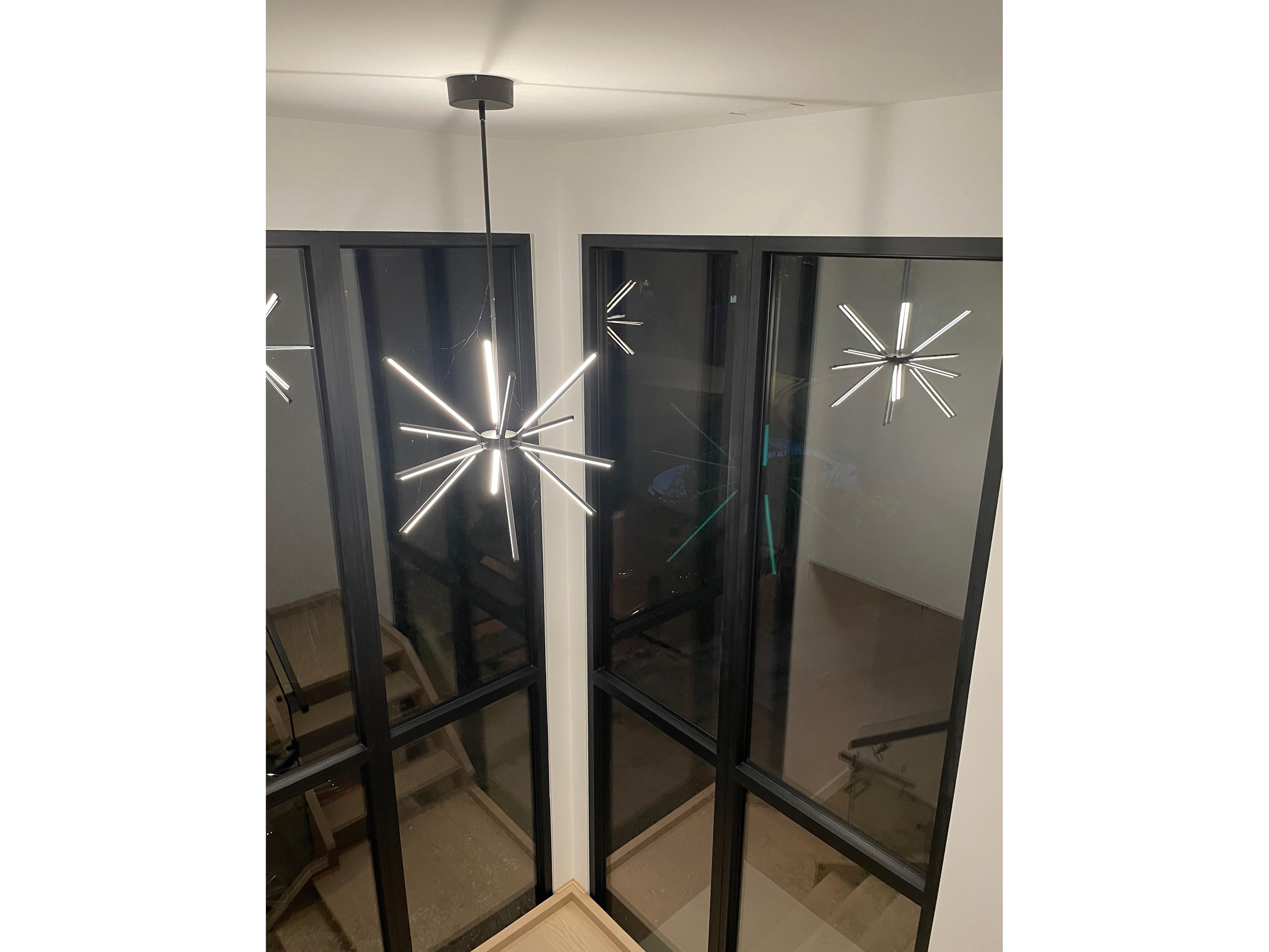 Dainolite Array 12-Light Matte Black Linear Sputnik Chandelier