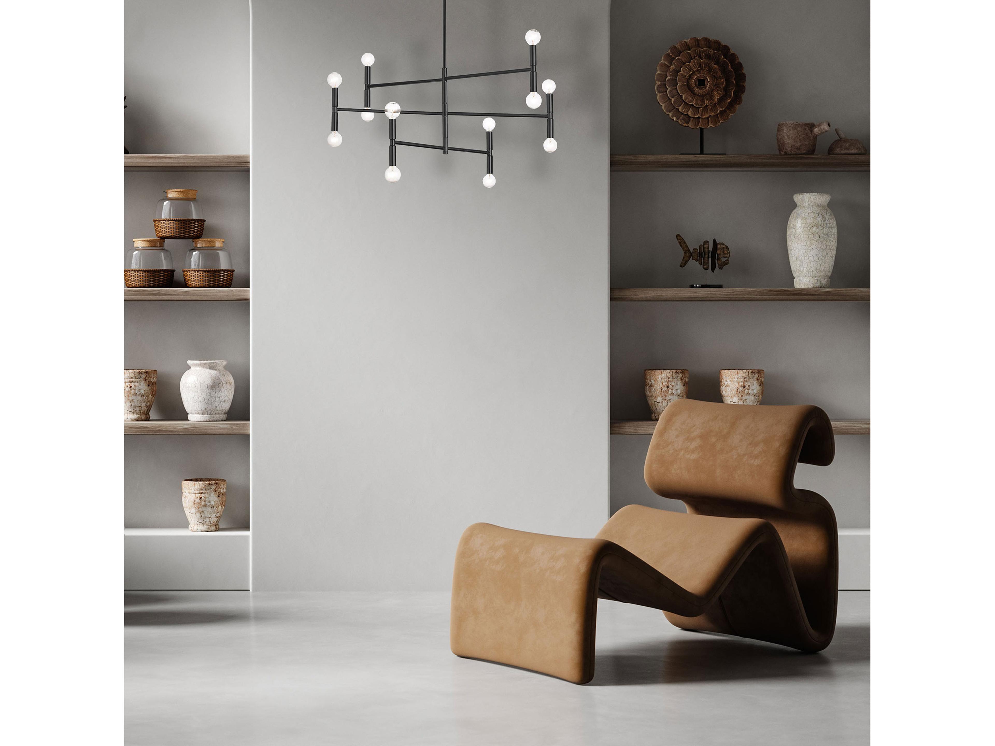 Dainolite Ava 12-Light Matte Black Linear Tiered Chandelier