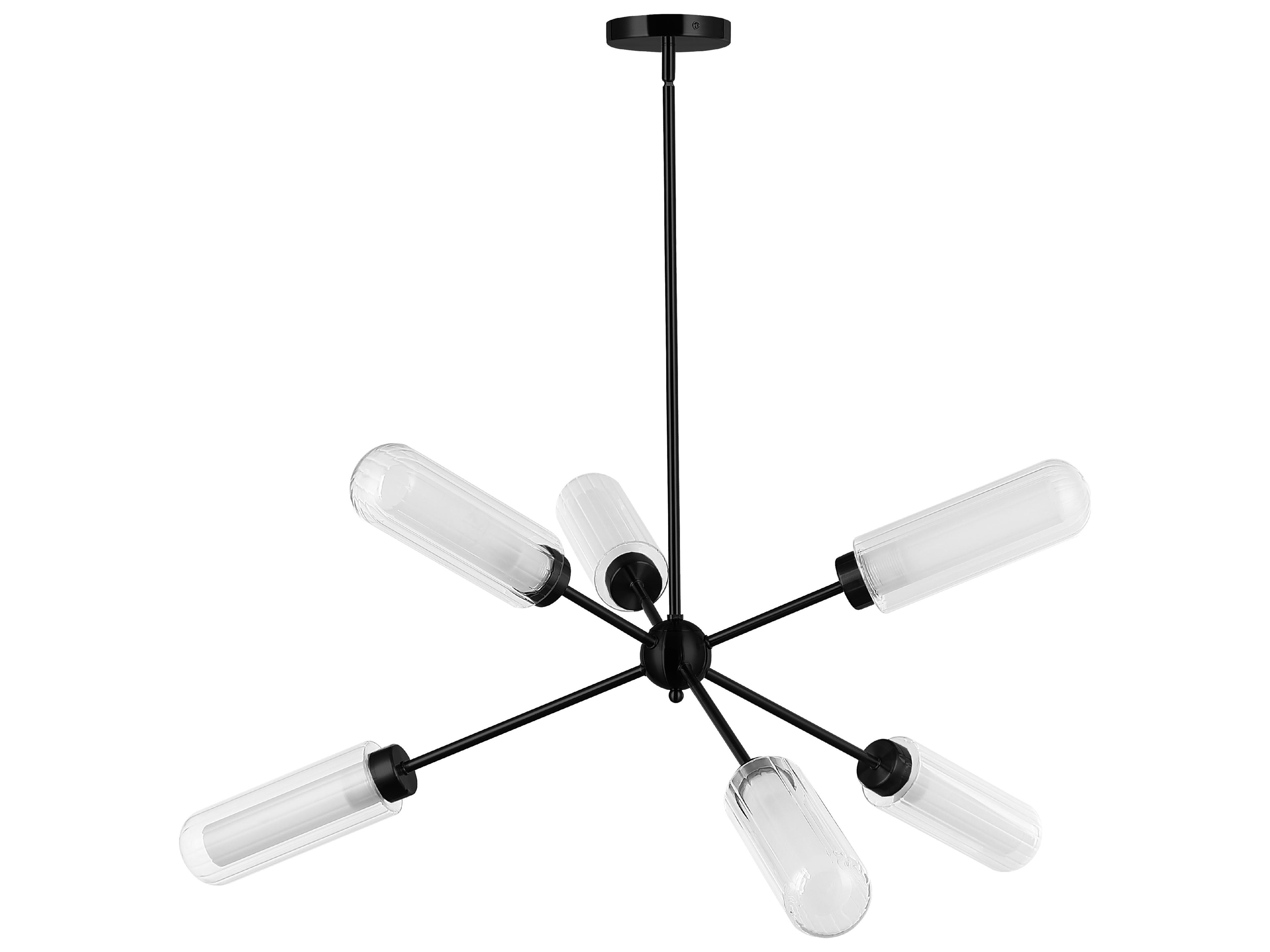 Balbina 6-Light Matte Black Linear Sputnik Chandelier