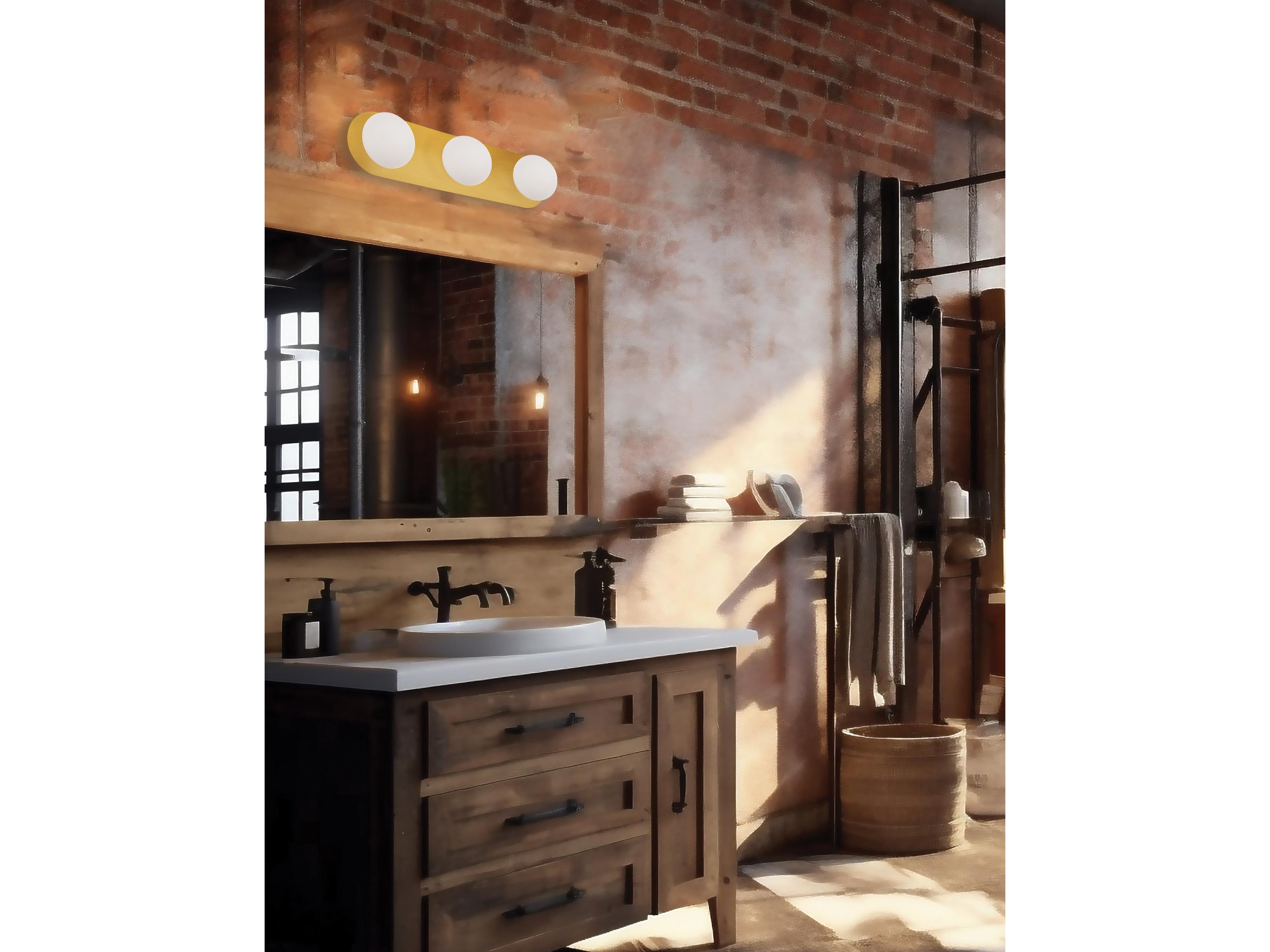 Dainolite Burlat 3-Light Aged Brass Vanity Light