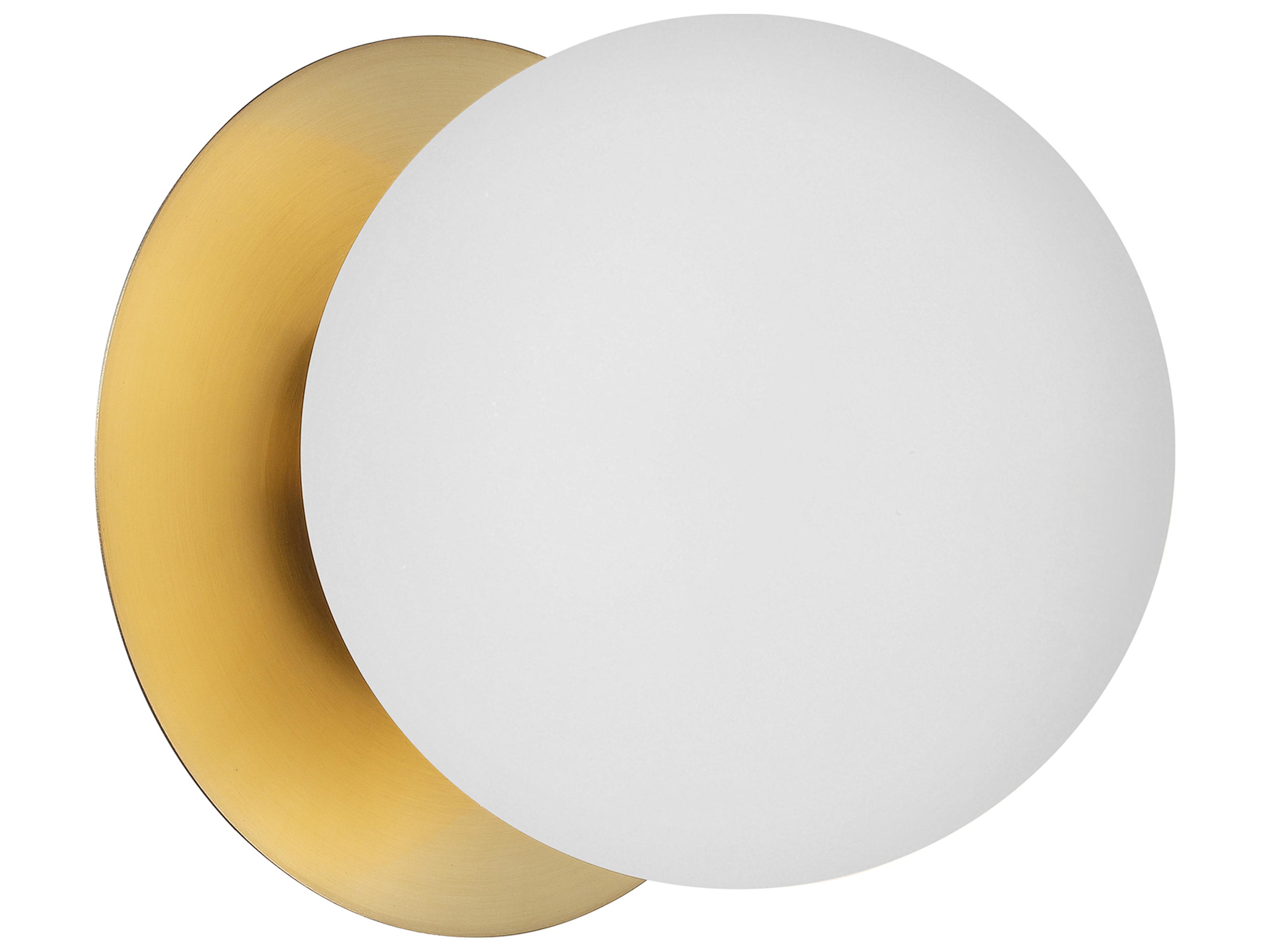 Burlat Wall Sconce in Aged Brass and White Glass