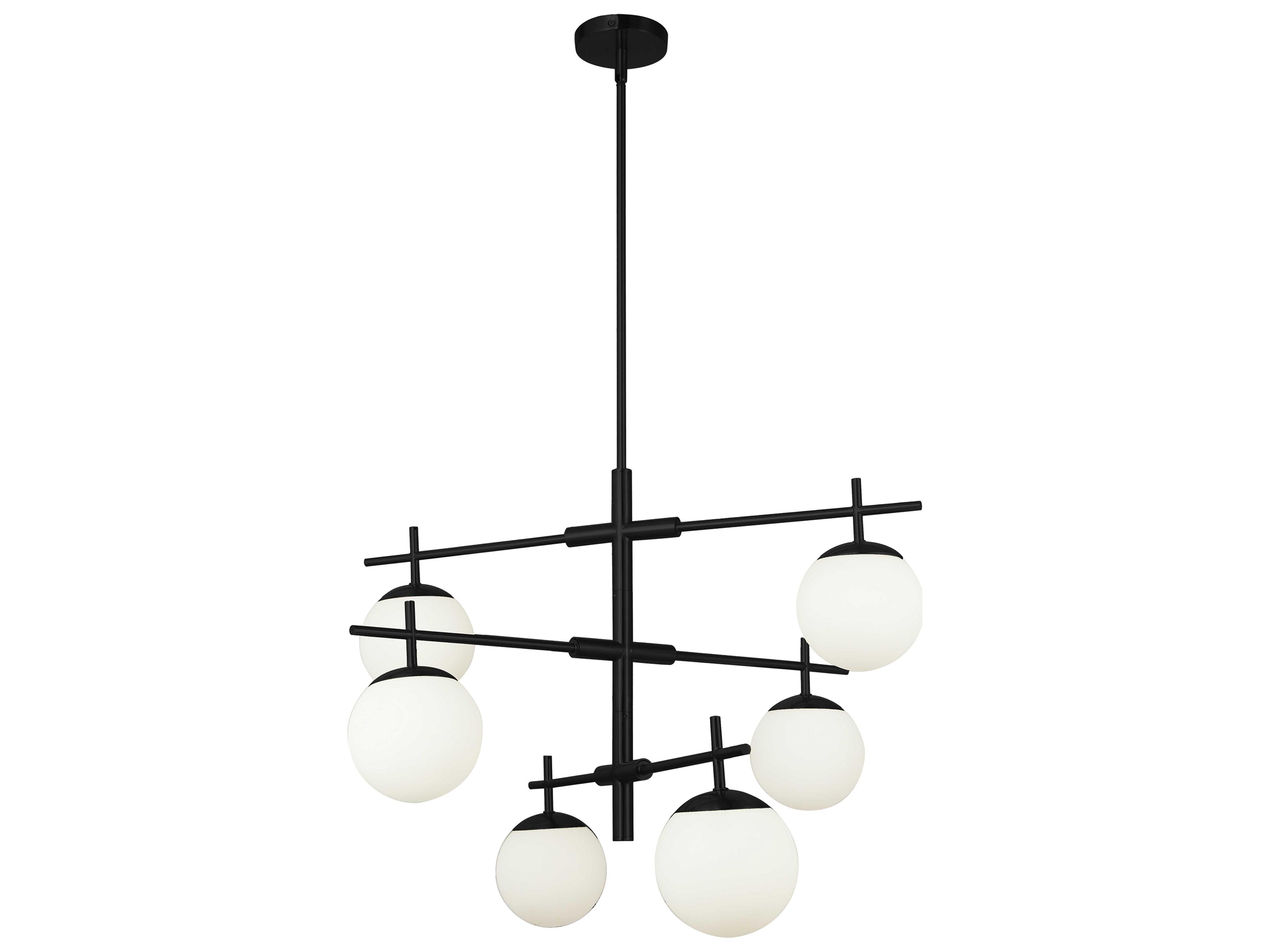 Caelia 6-Light Matte Black Globe Geometric Linear Chandelier