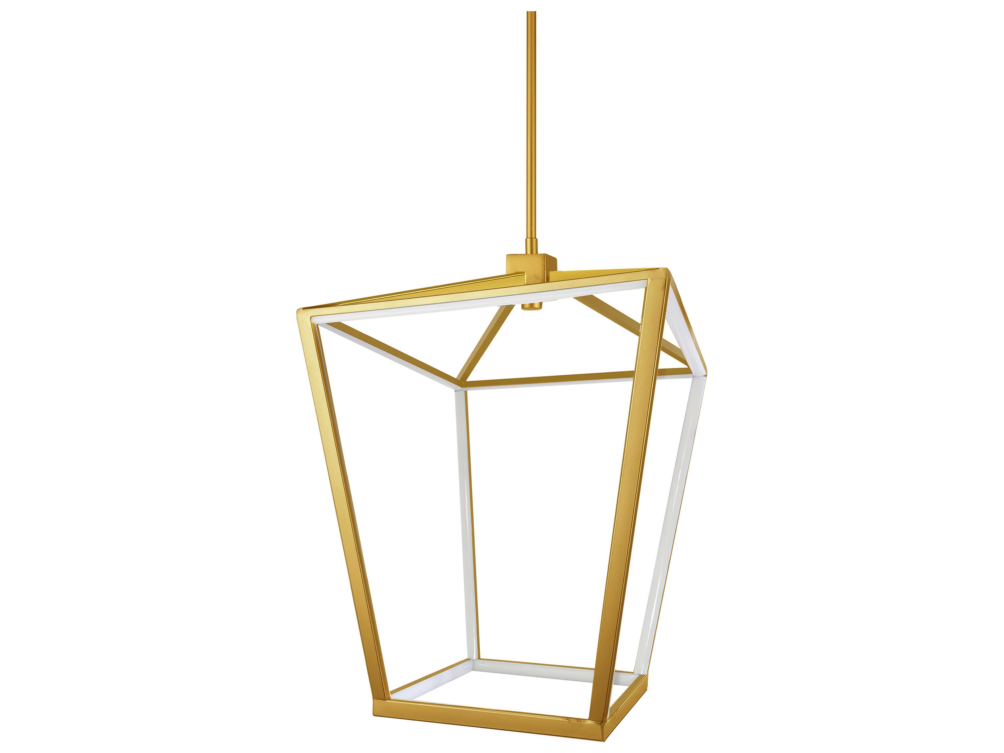 Cage 12-Light Aged Brass White Geometric Lantern Pendant