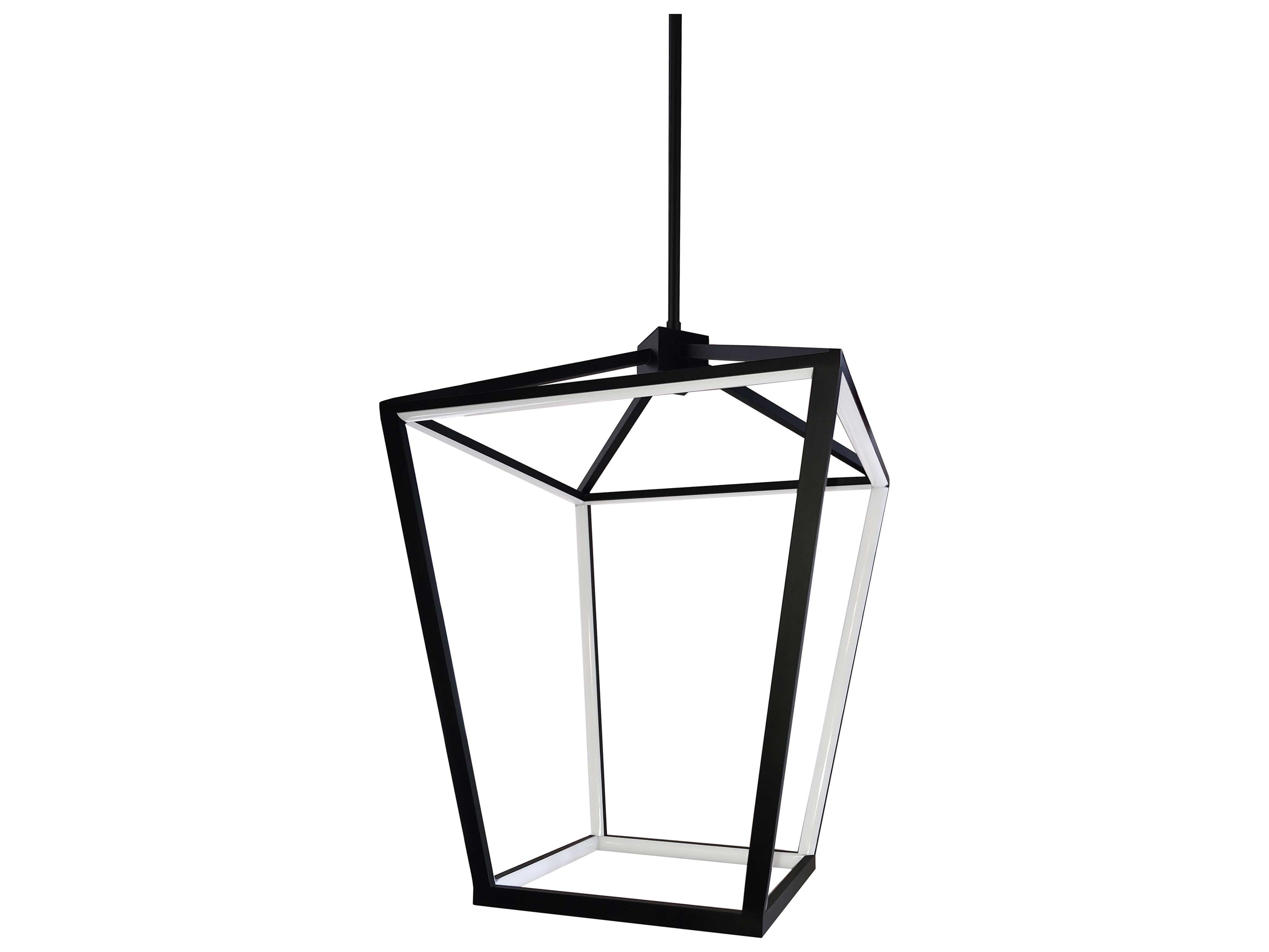 Cage 12-Light Matte Black White Geometric Lantern Pendant