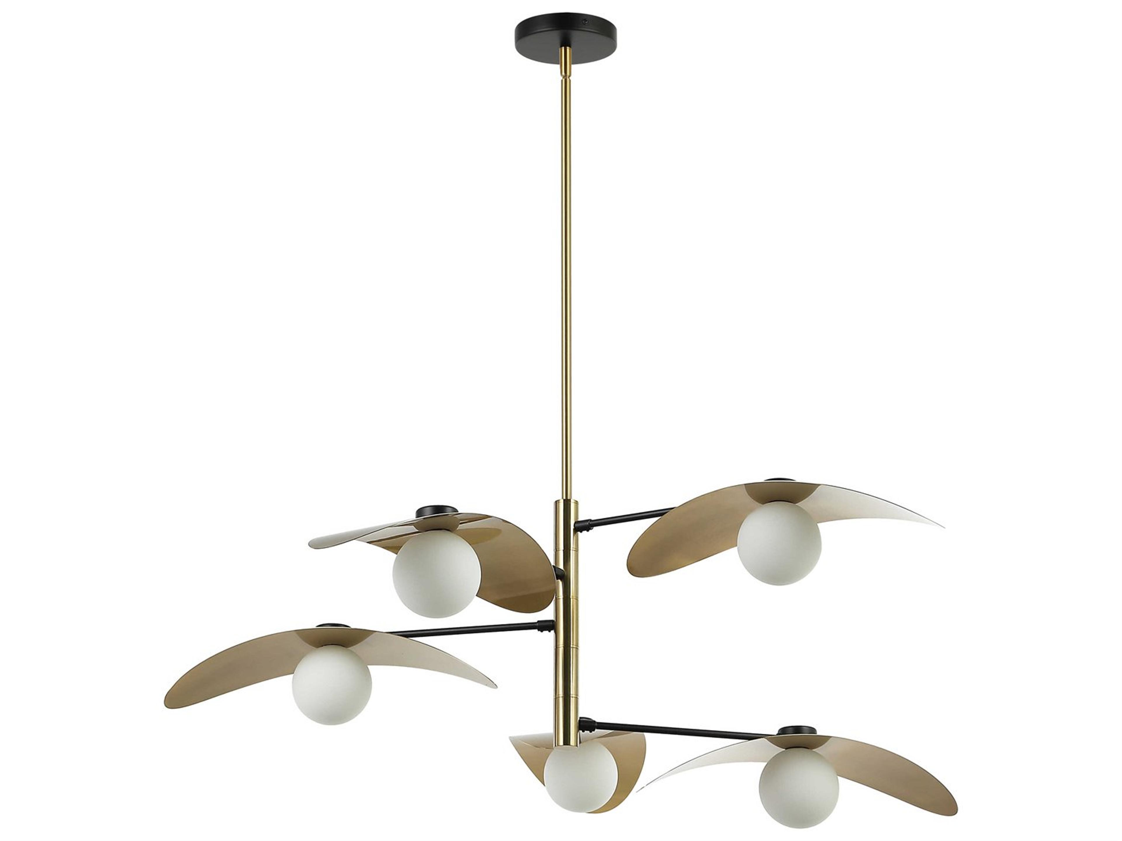 Dainolite Christobel 5-Light Aged Brass Matte Black Chandelier