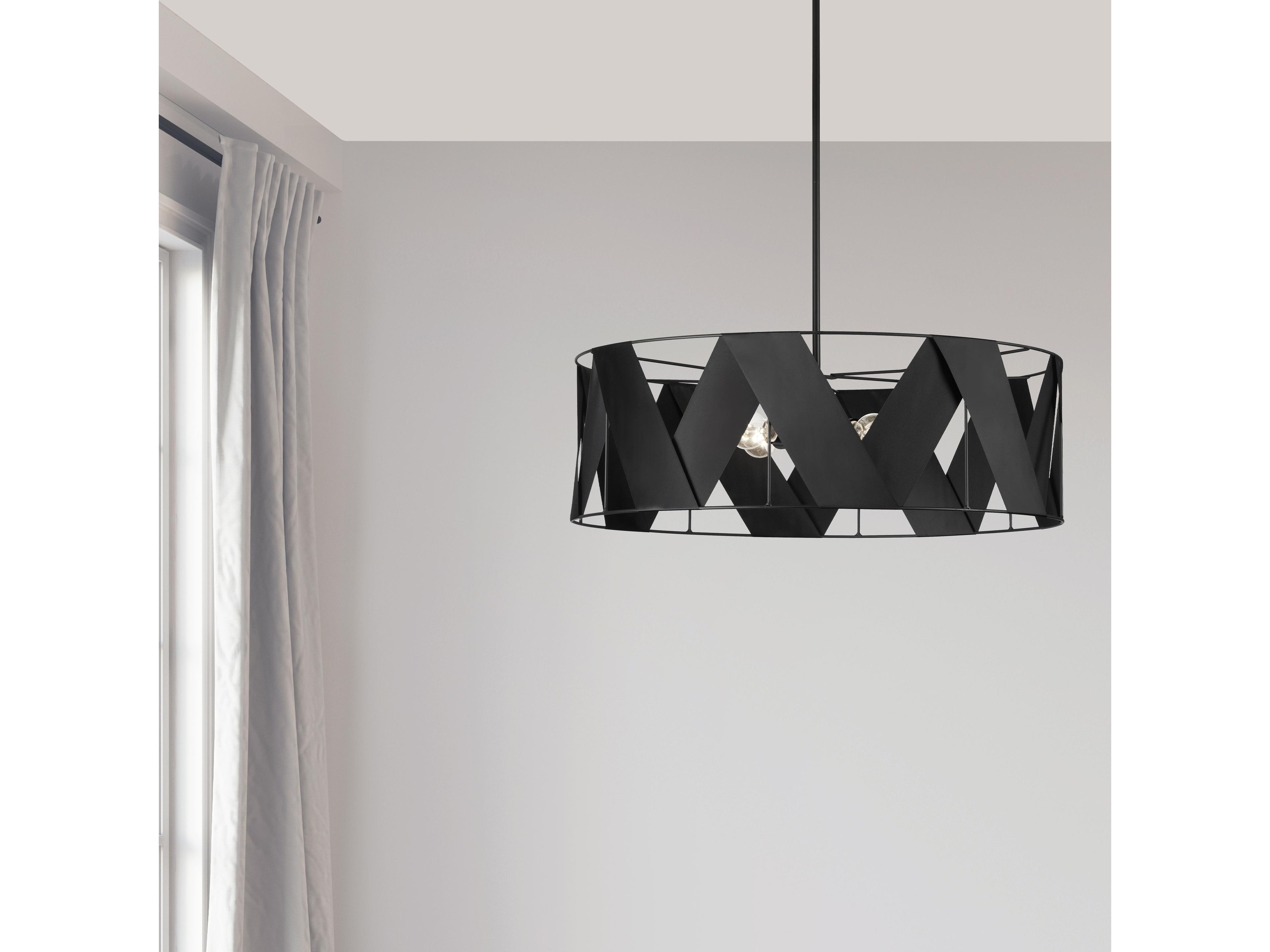 Dainolite Cardano 4-Light Matte Black Drum Chandelier