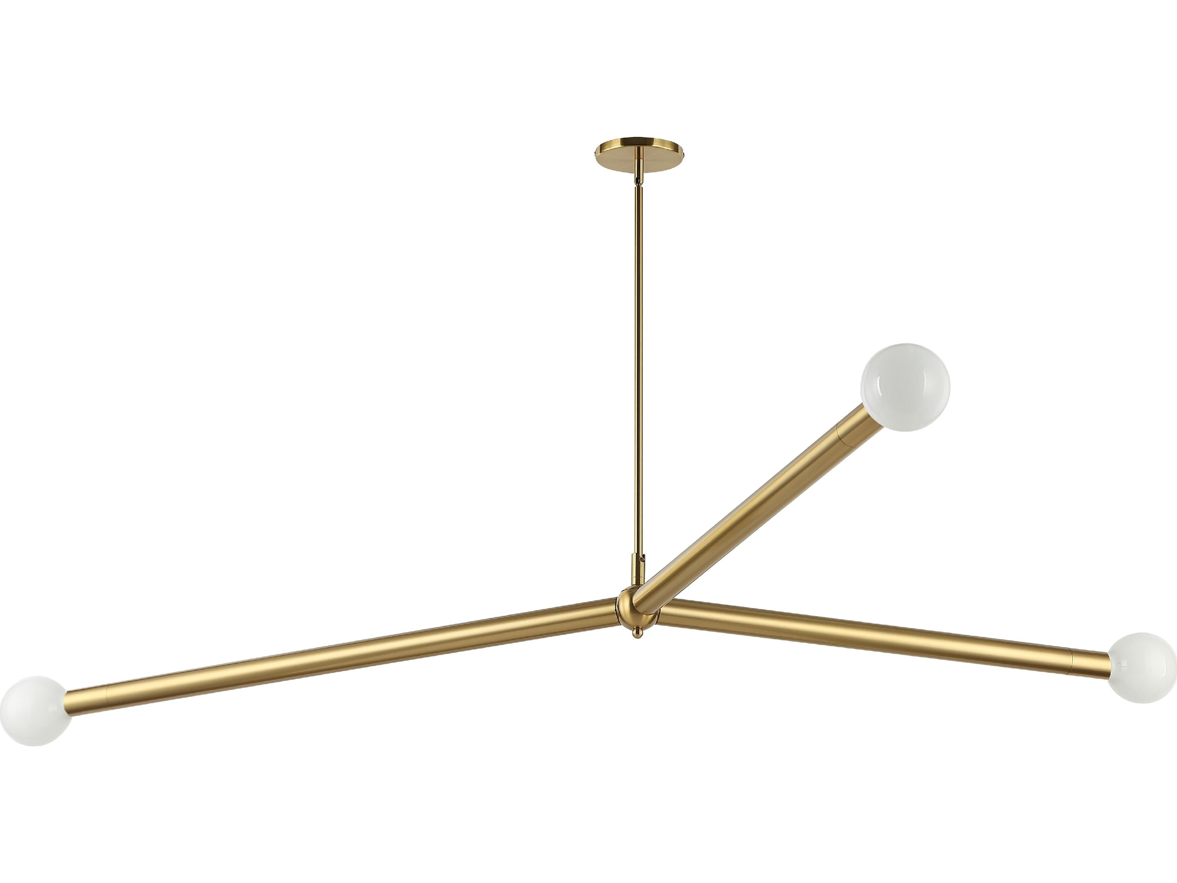 Cerberus 3-Light Aged Brass Linear Island Pendant