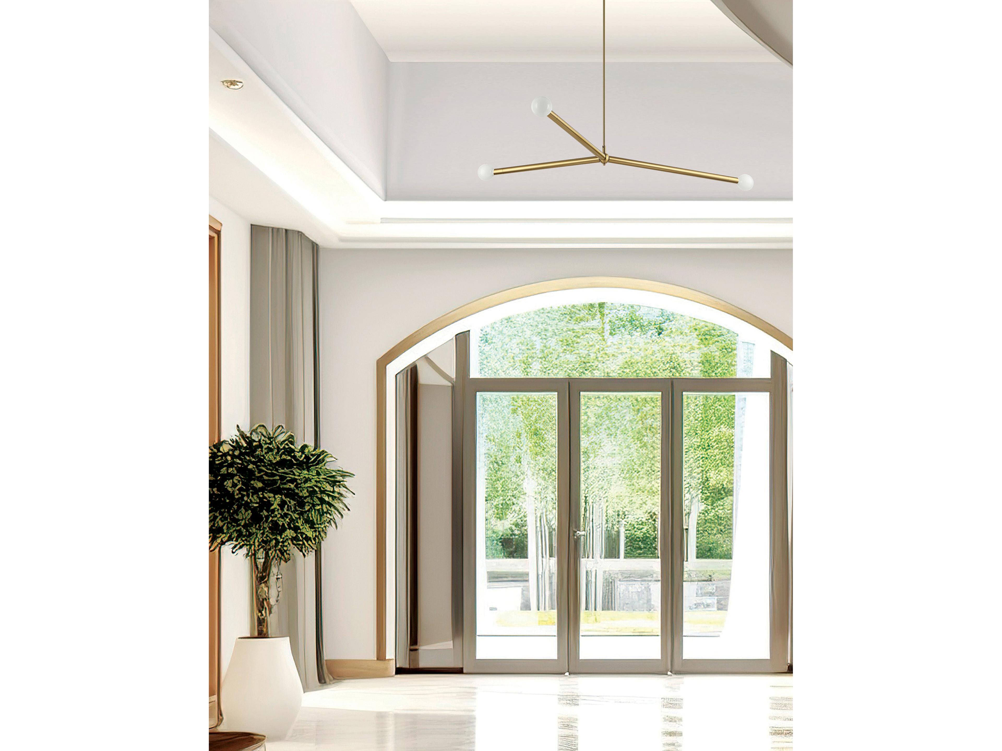 Dainolite Cerberus 3-Light Aged Brass Linear Island Pendant