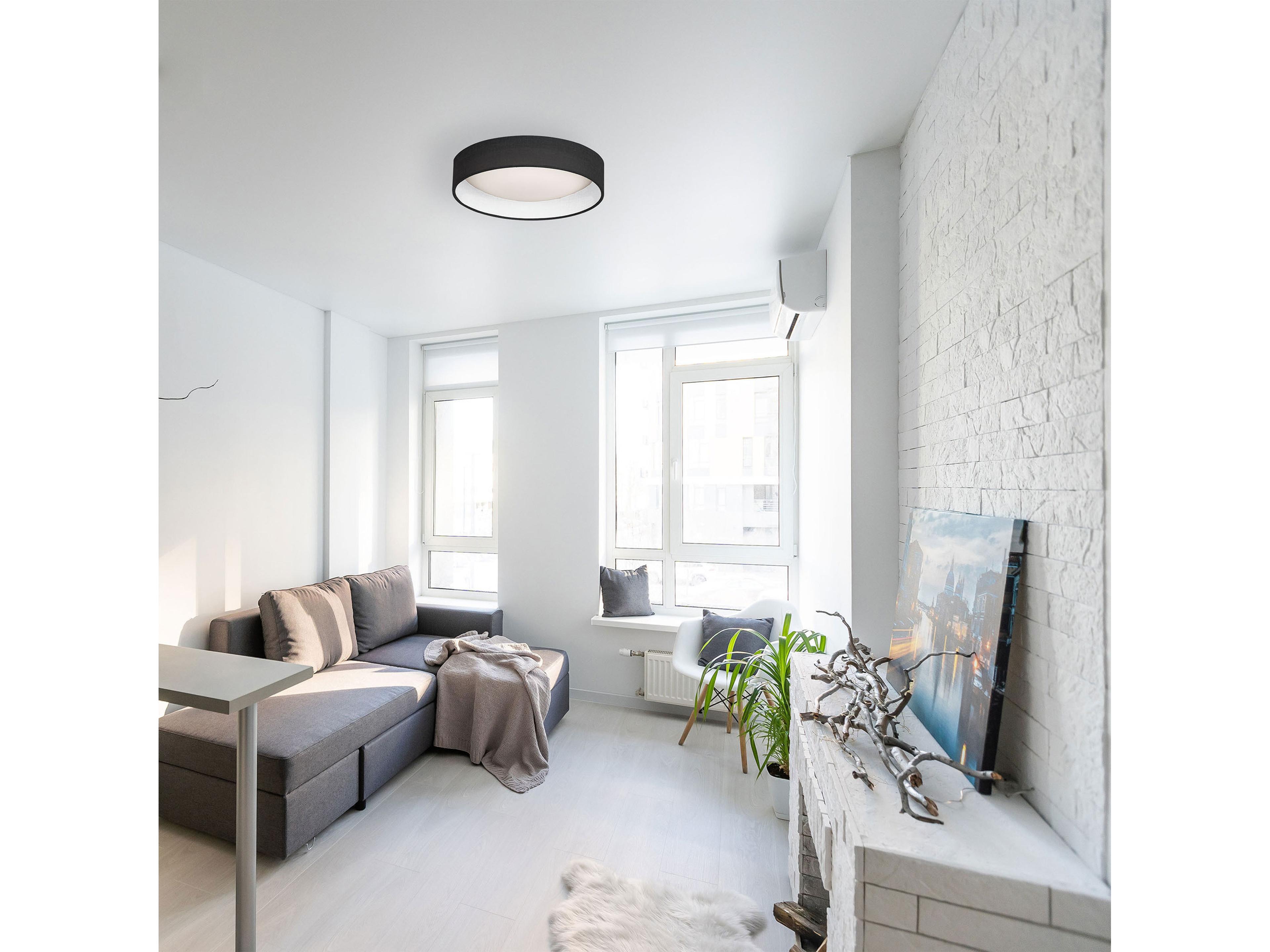 Dainolite Corinne 1-Light Black Drum Flush Mount