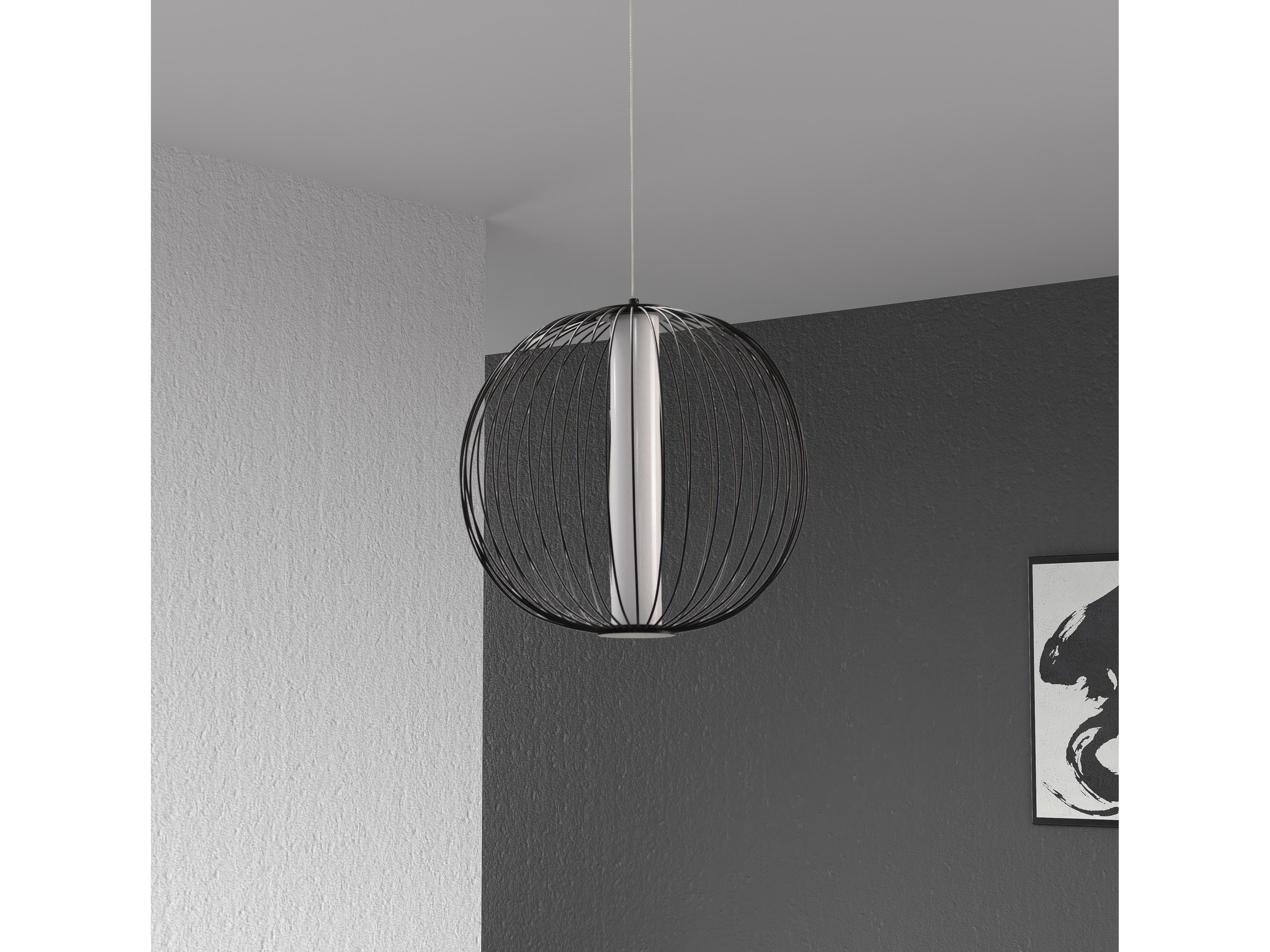 Dainolite Charlotte 4-Light Black White Globe Pendant