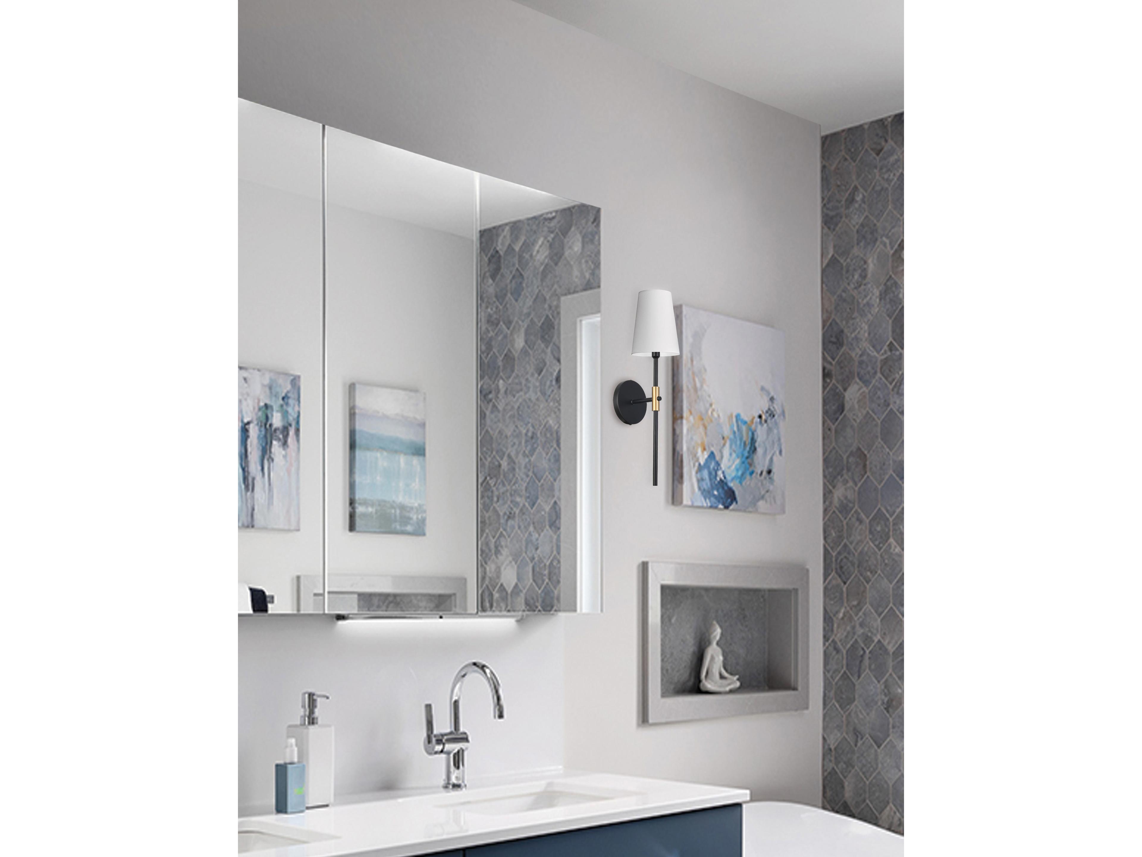 Dainolite Cinthia 1-Light Matte Black Aged Brass Wall Sconce