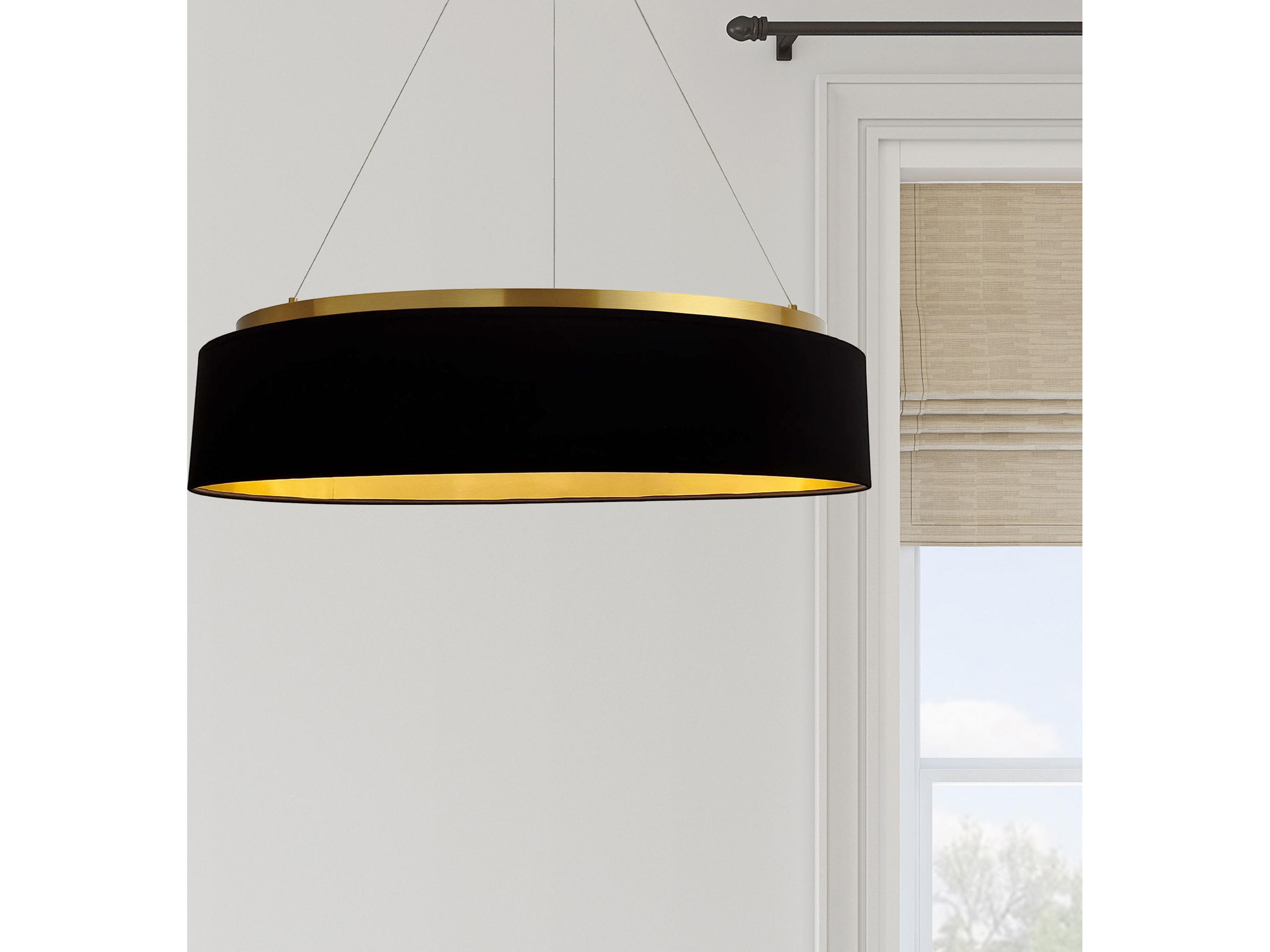 Dainolite Circulo 1-Light Black Gold Aged Brass Round Pendant