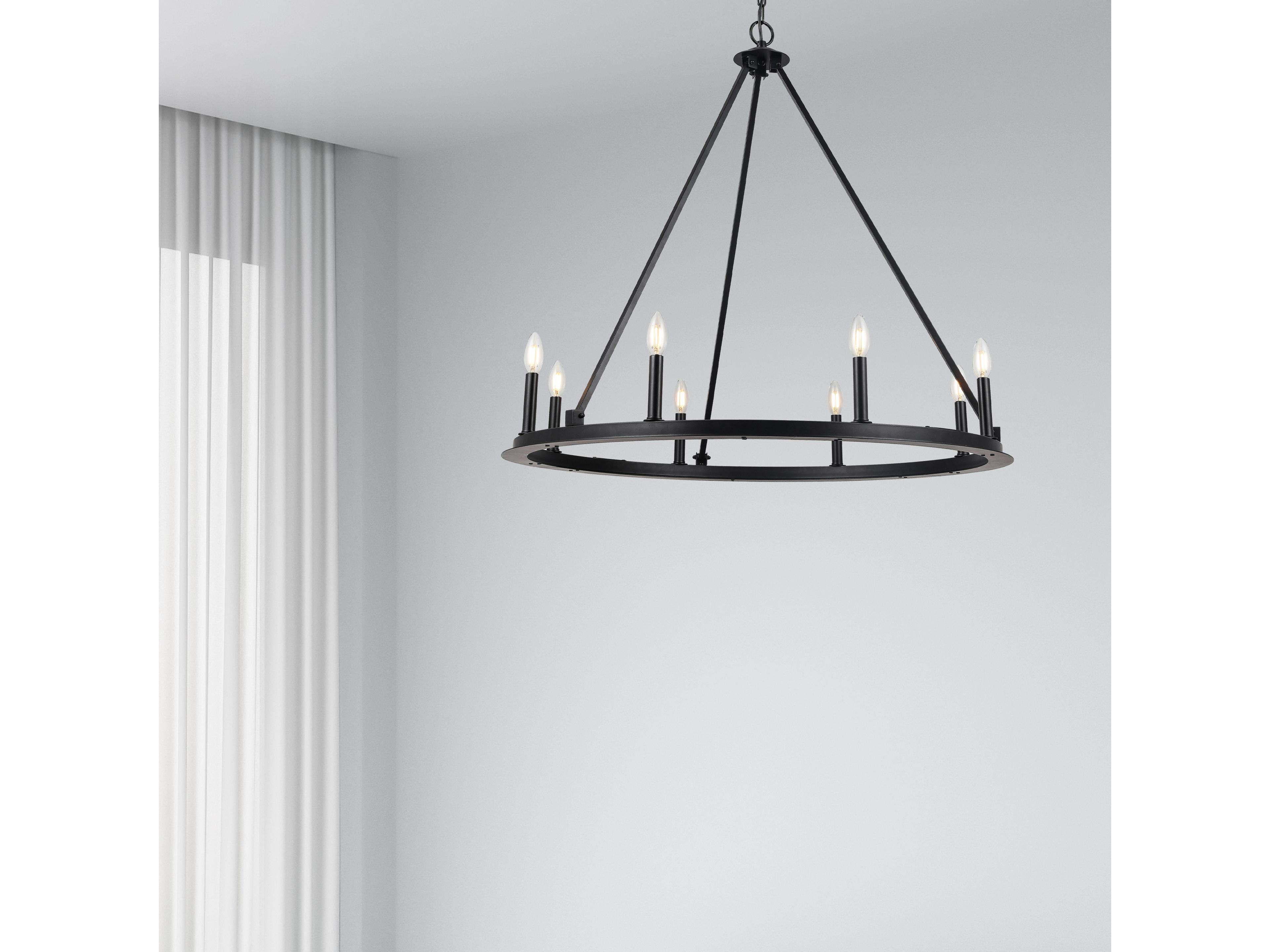 Dainolite Colby 8-Light Matte Black Candelabra Chandelier