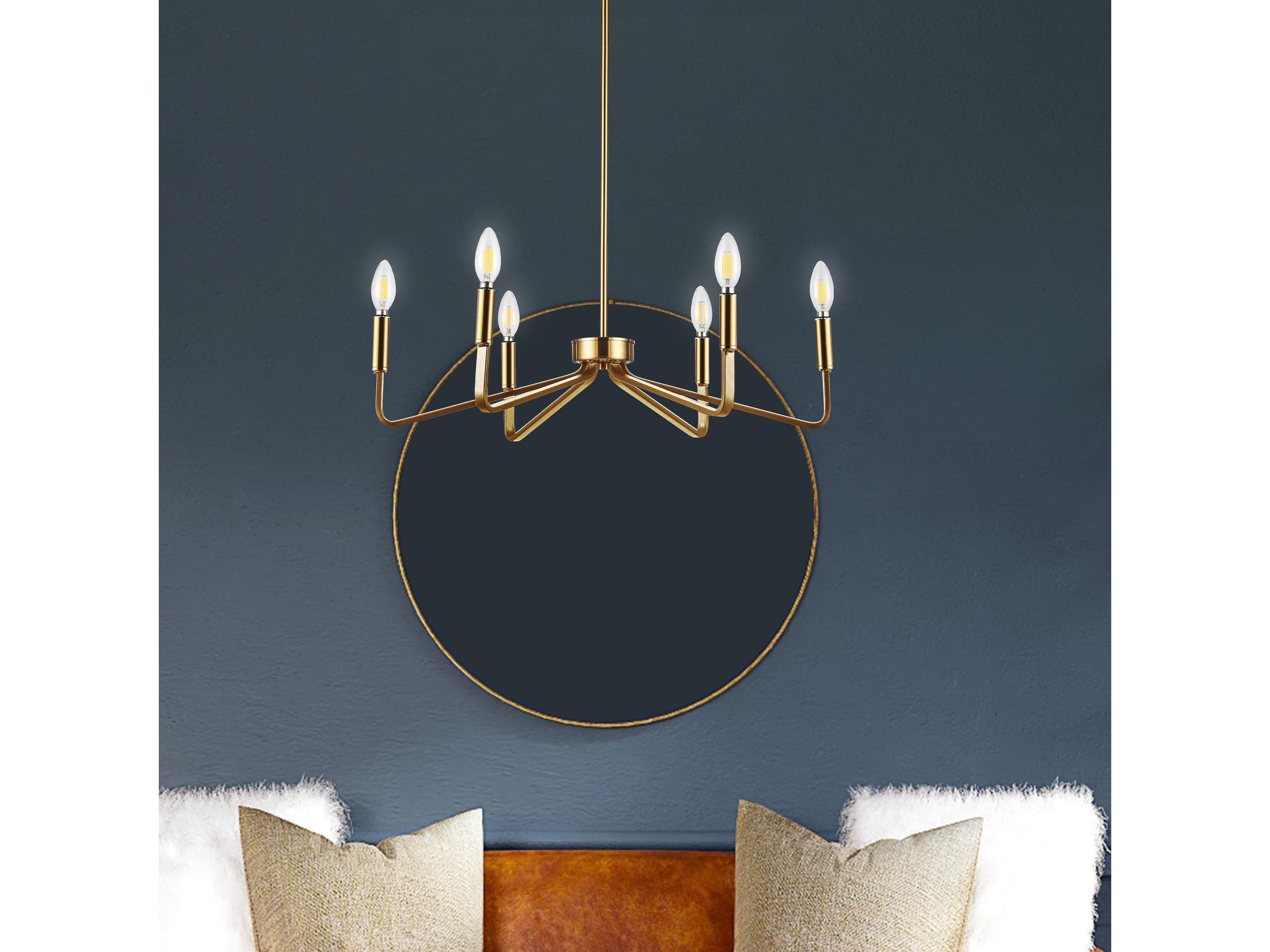 Dainolite Clayton 6-Light Aged Brass Candelabra Chandelier