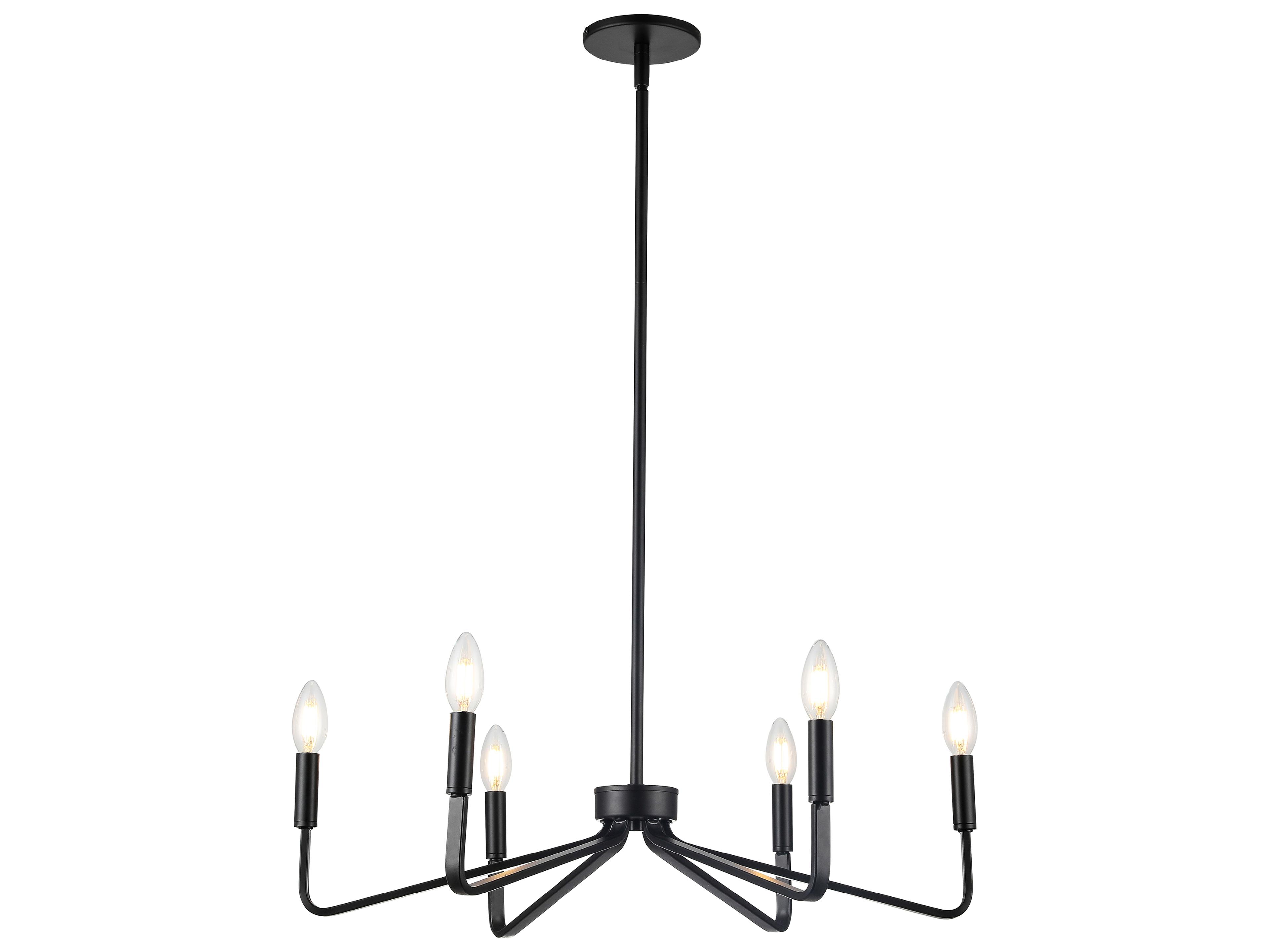 Clayton 6-Light Matte Black Candelabra Chandelier