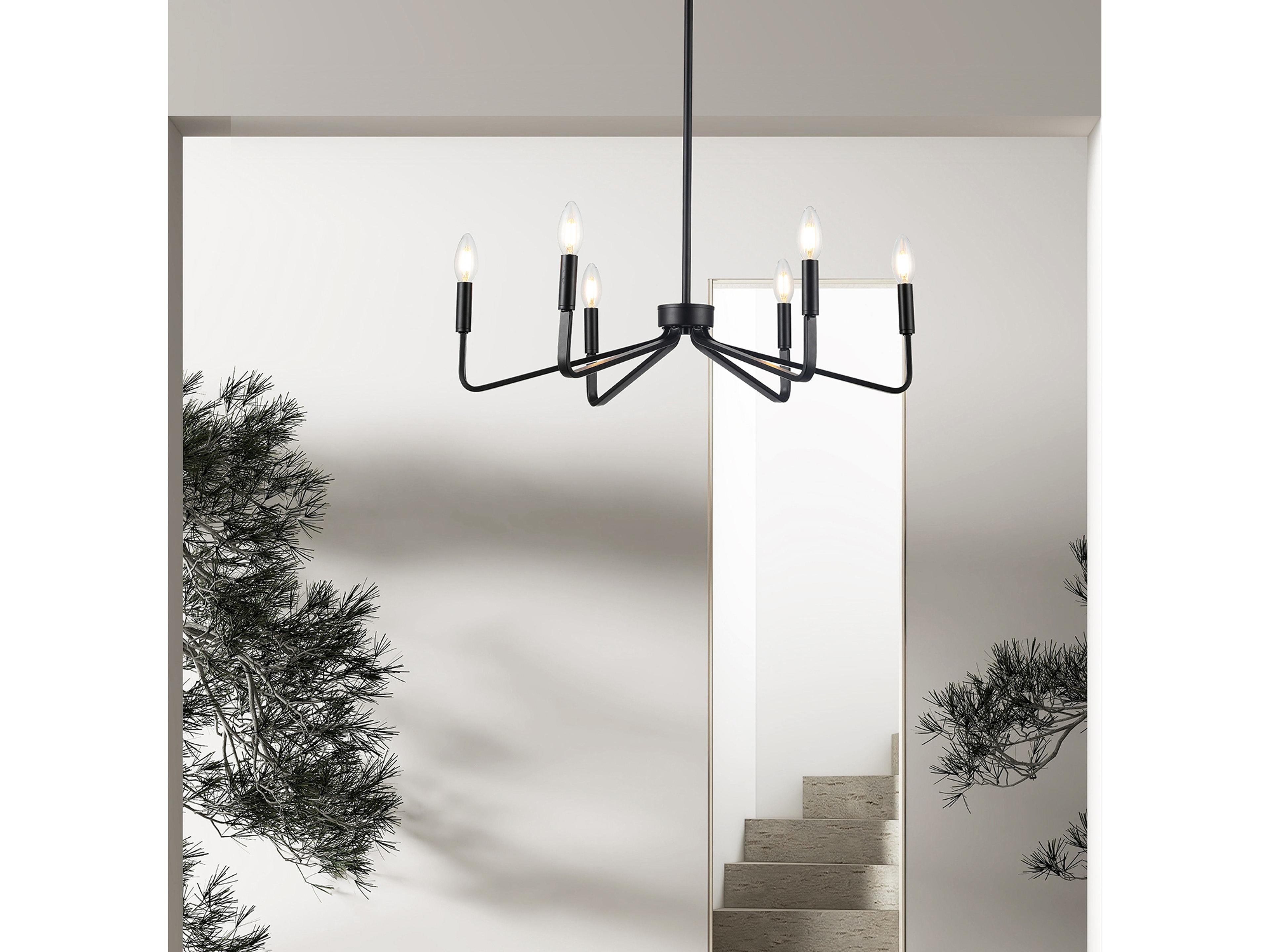 Dainolite Clayton 6-Light Matte Black Candelabra Chandelier