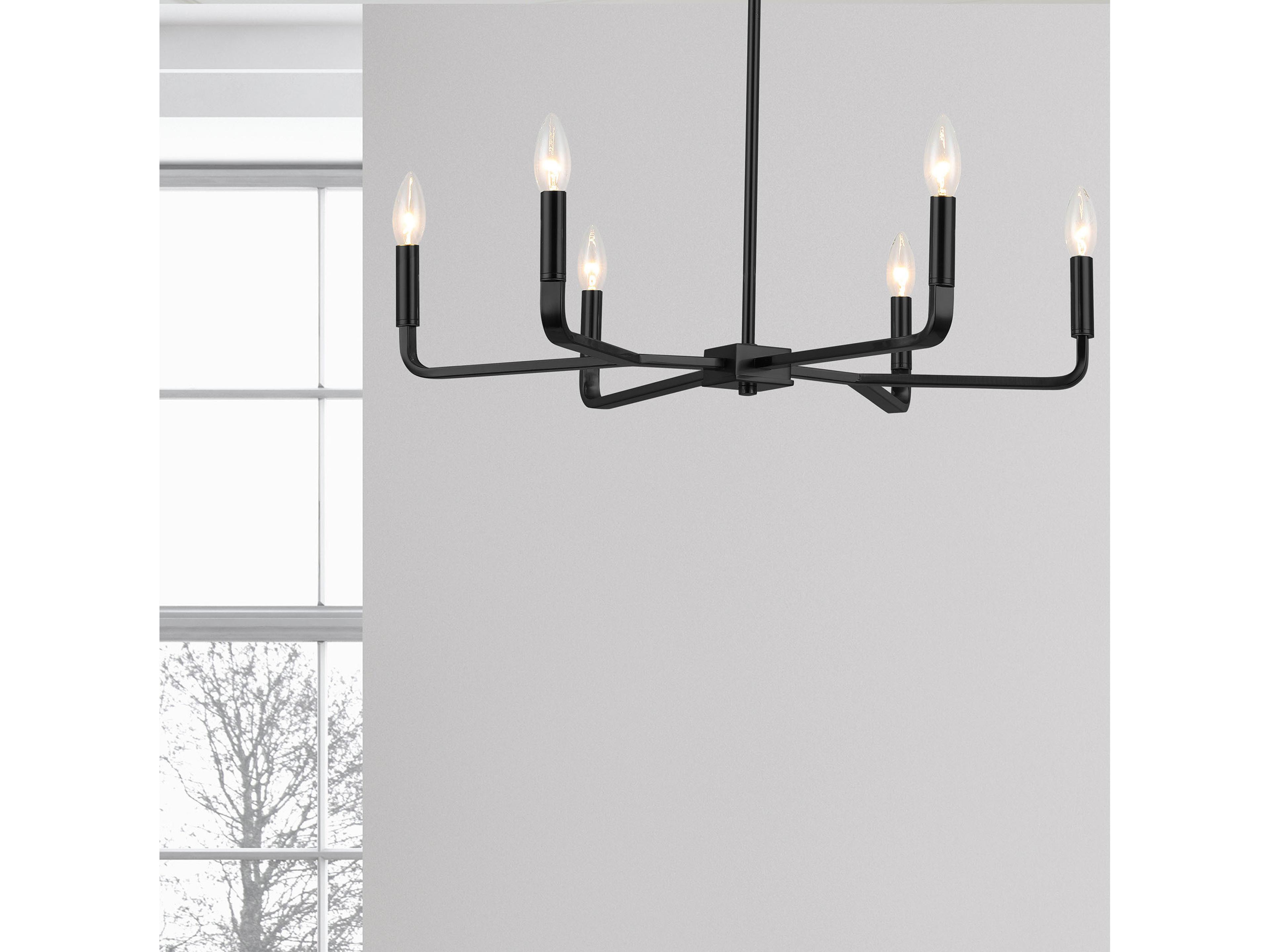 Dainolite Colette 6-Light Matte Black Candelabra Chandelier
