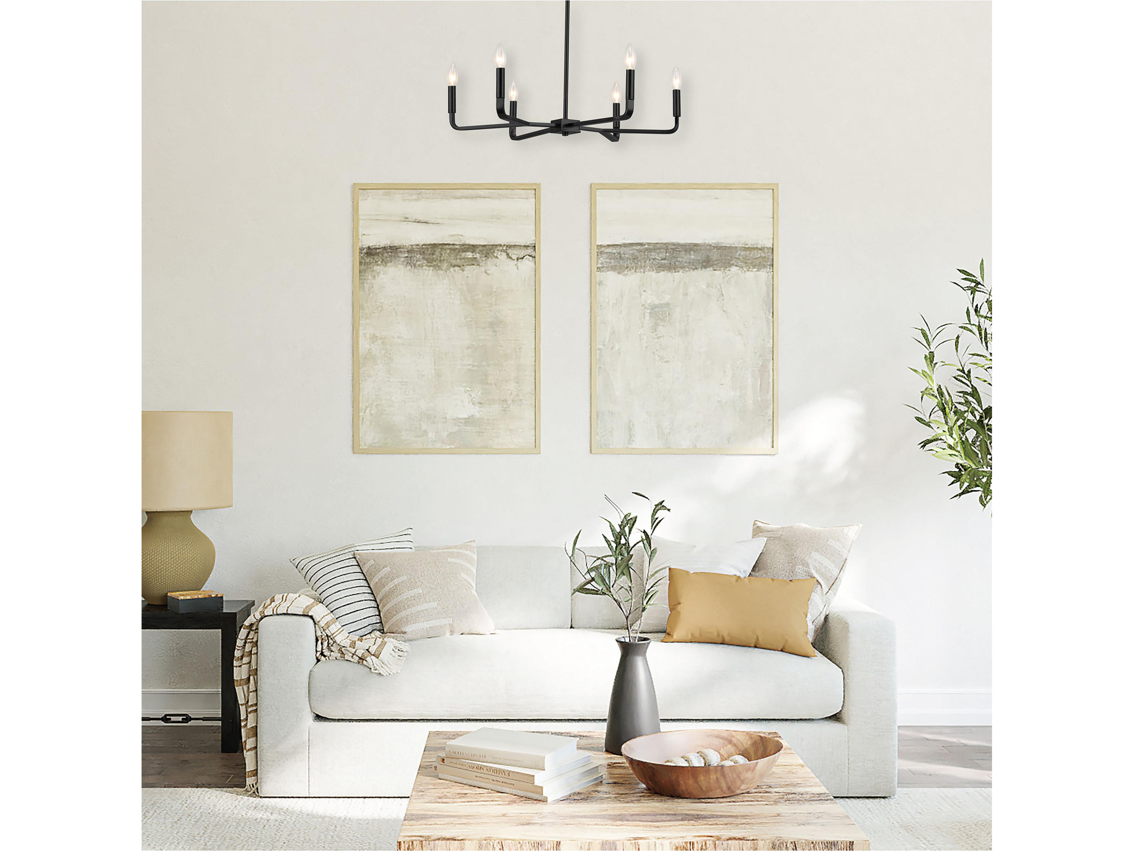 Dainolite Colette 6-Light Matte Black Candelabra Chandelier