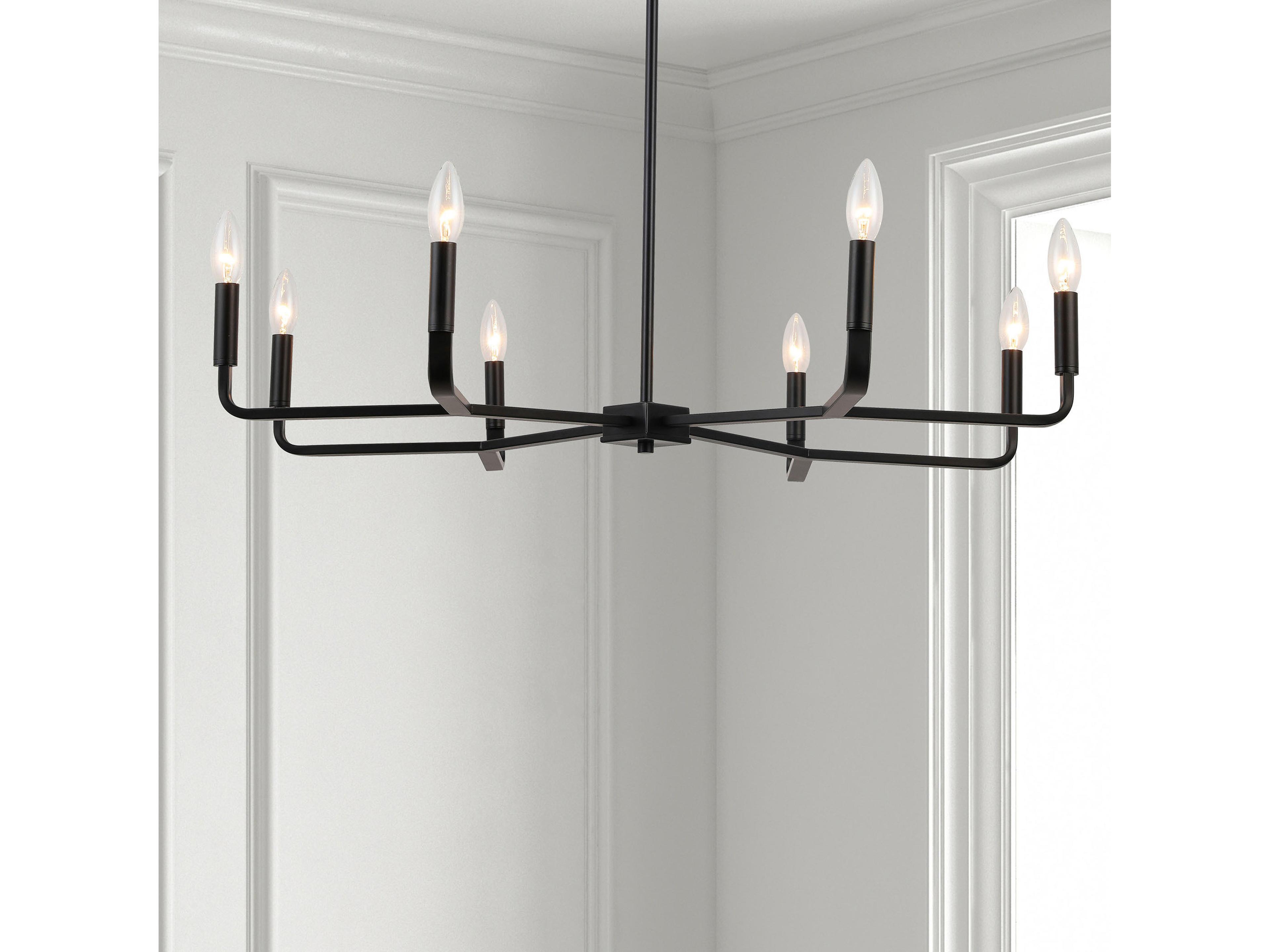 Dainolite Colette 8-Light Matte Black Candelabra Chandelier