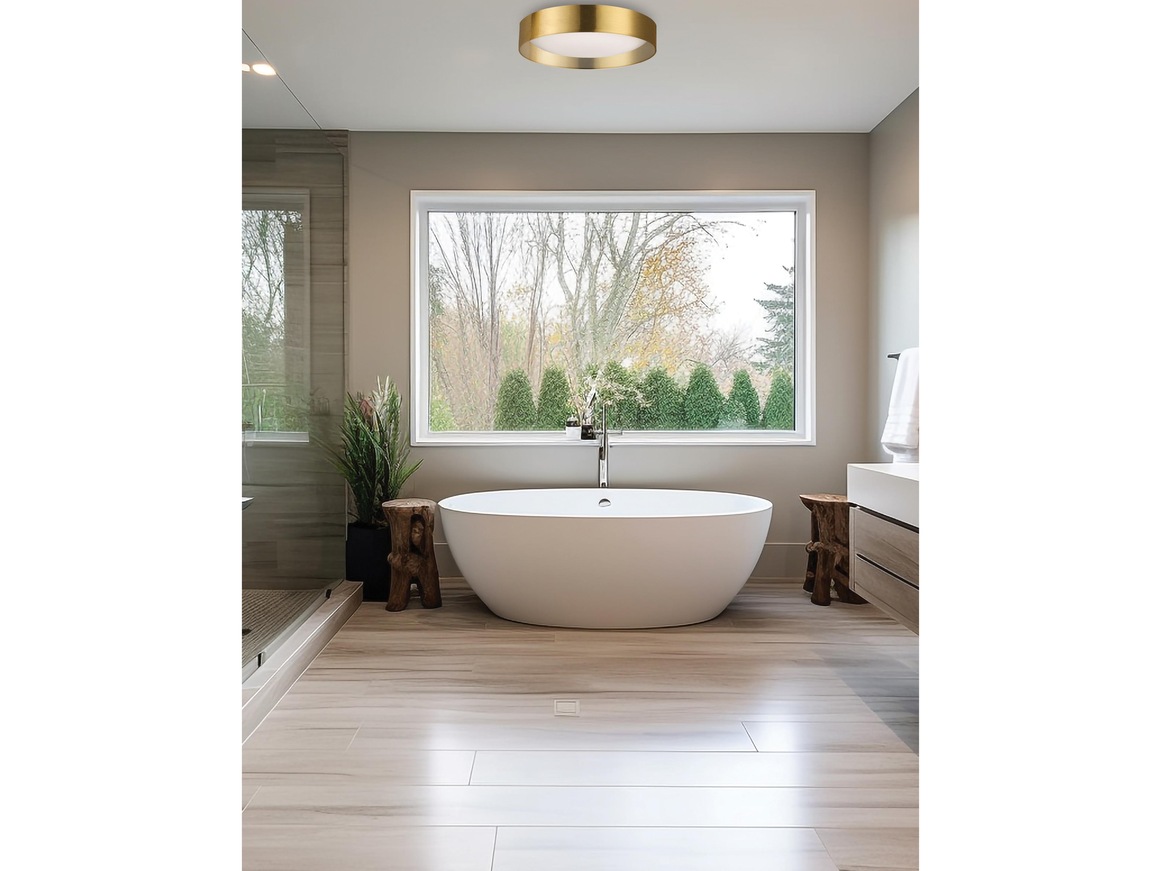 Dainolite Carmen 1-Light Aged Brass Round Flush Mount