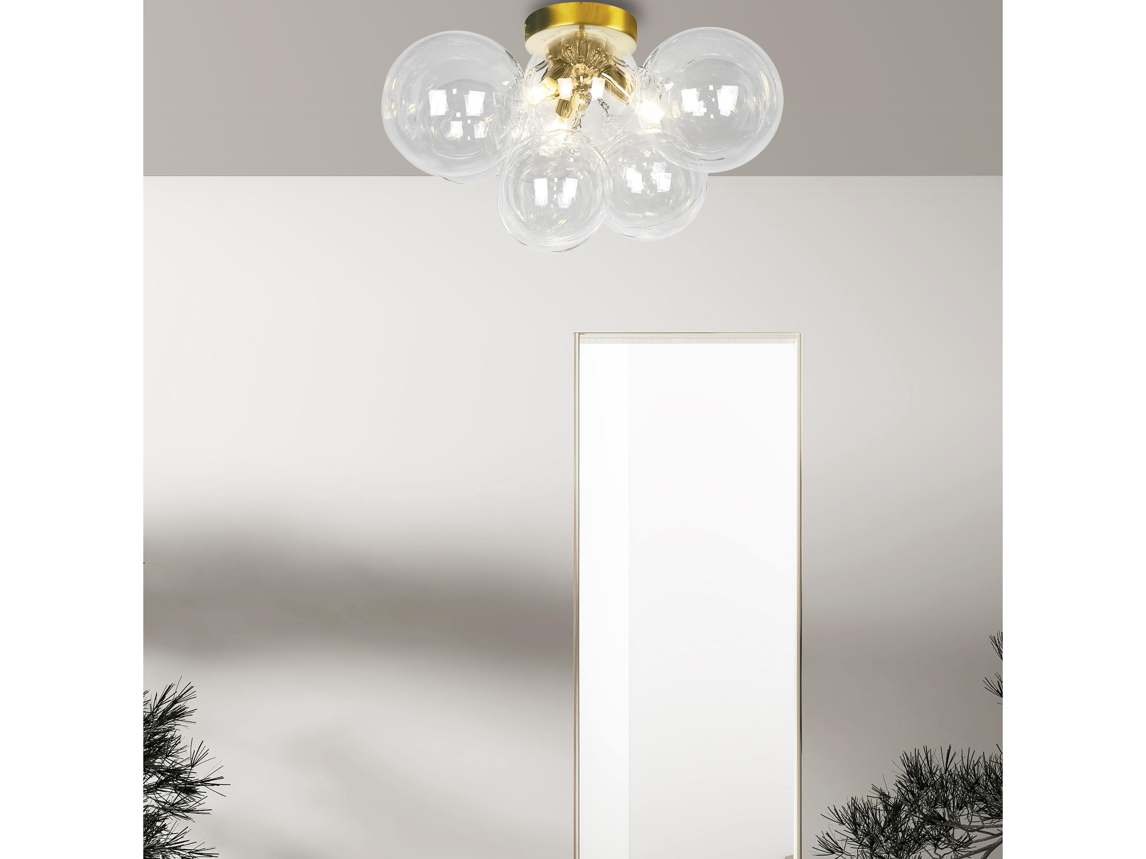 Dainolite Comet 3-Light Aged Brass Globe Flush Mount