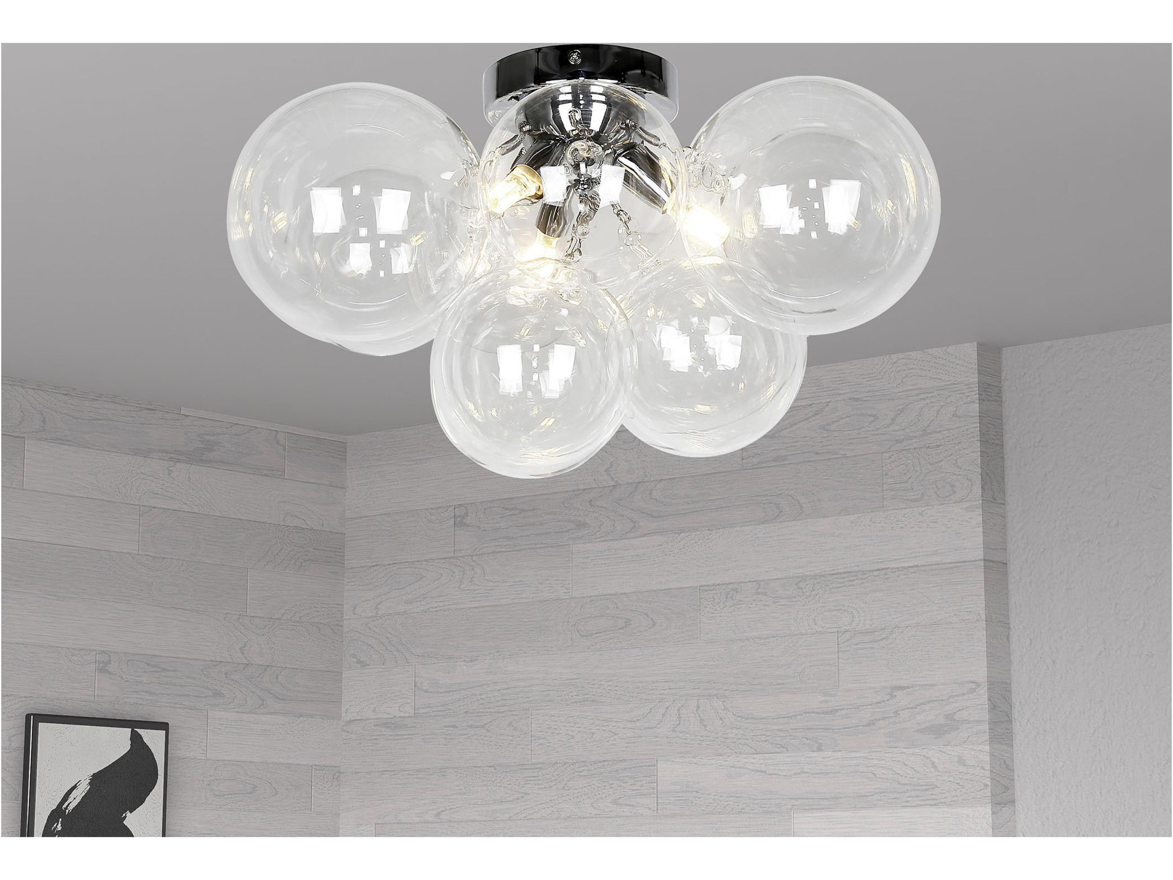 Dainolite Comet 3-Light Polished Chrome Globe Flush Mount