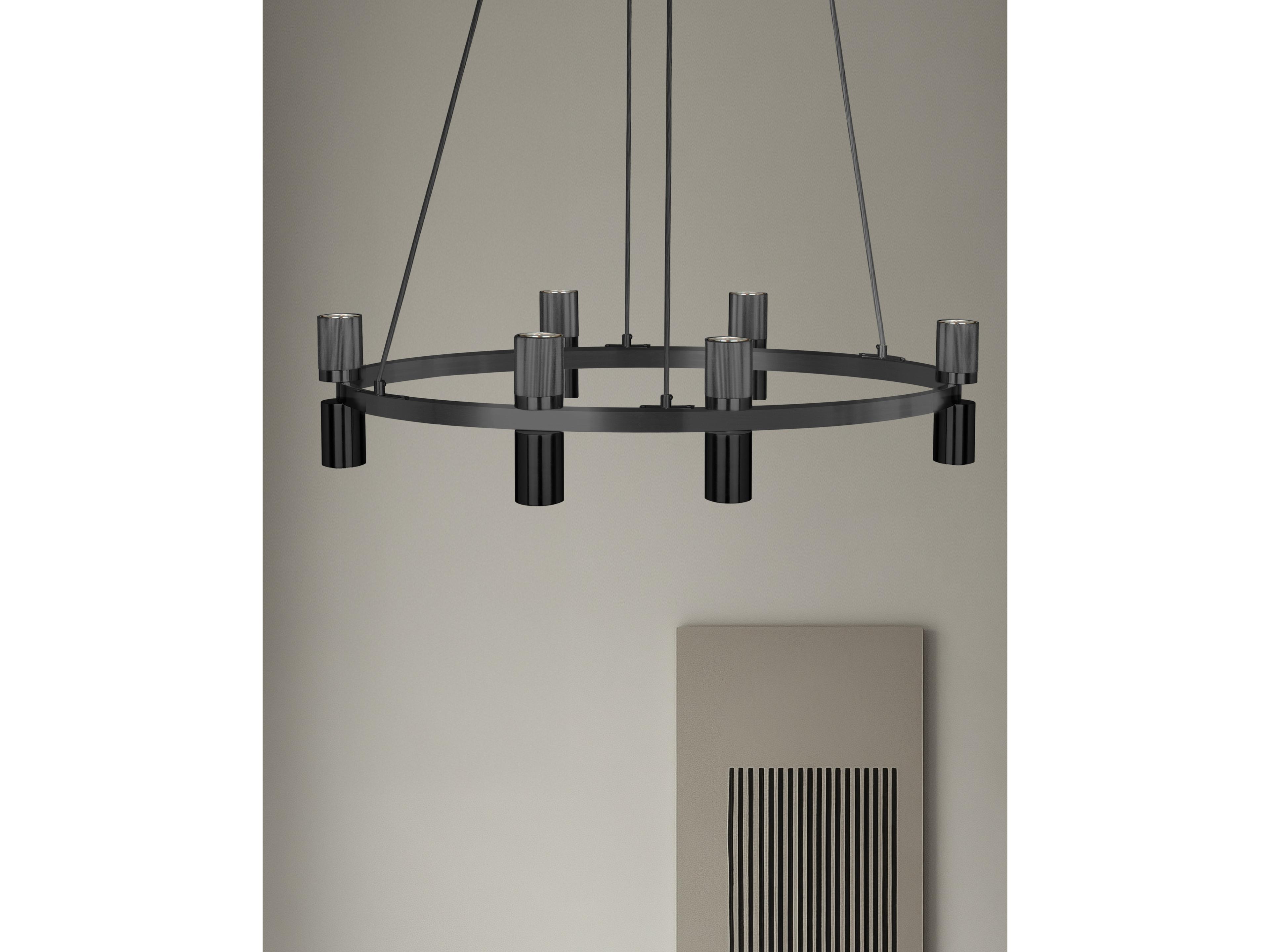 Dainolite Cerelia 12-Light Matte Black Geometric Chandelier