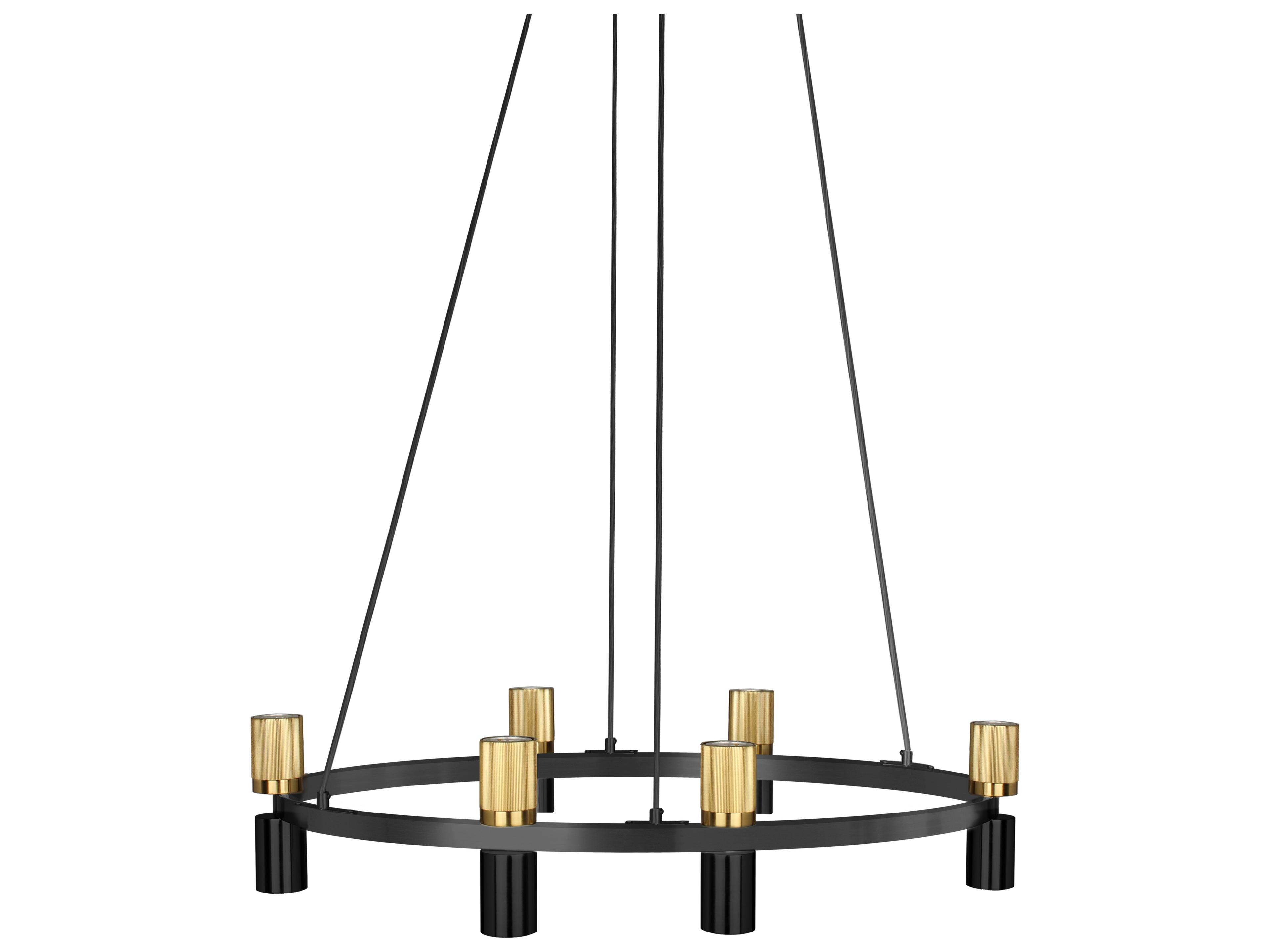 Cerelia 12-Light Matte Black Aged Brass Geometric Chandelier