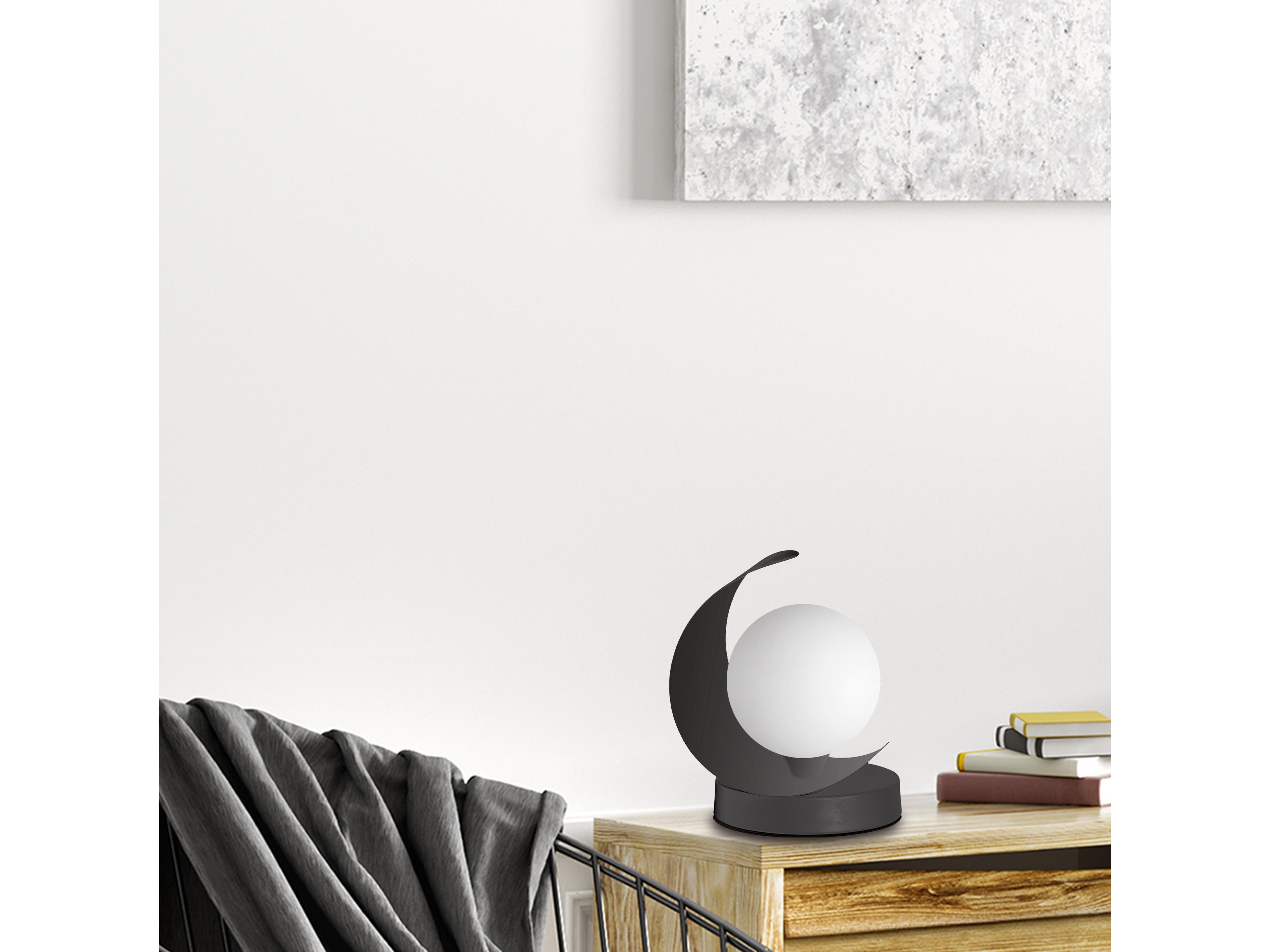 Dainolite Crescent Matte Black White Glass Table Lamp