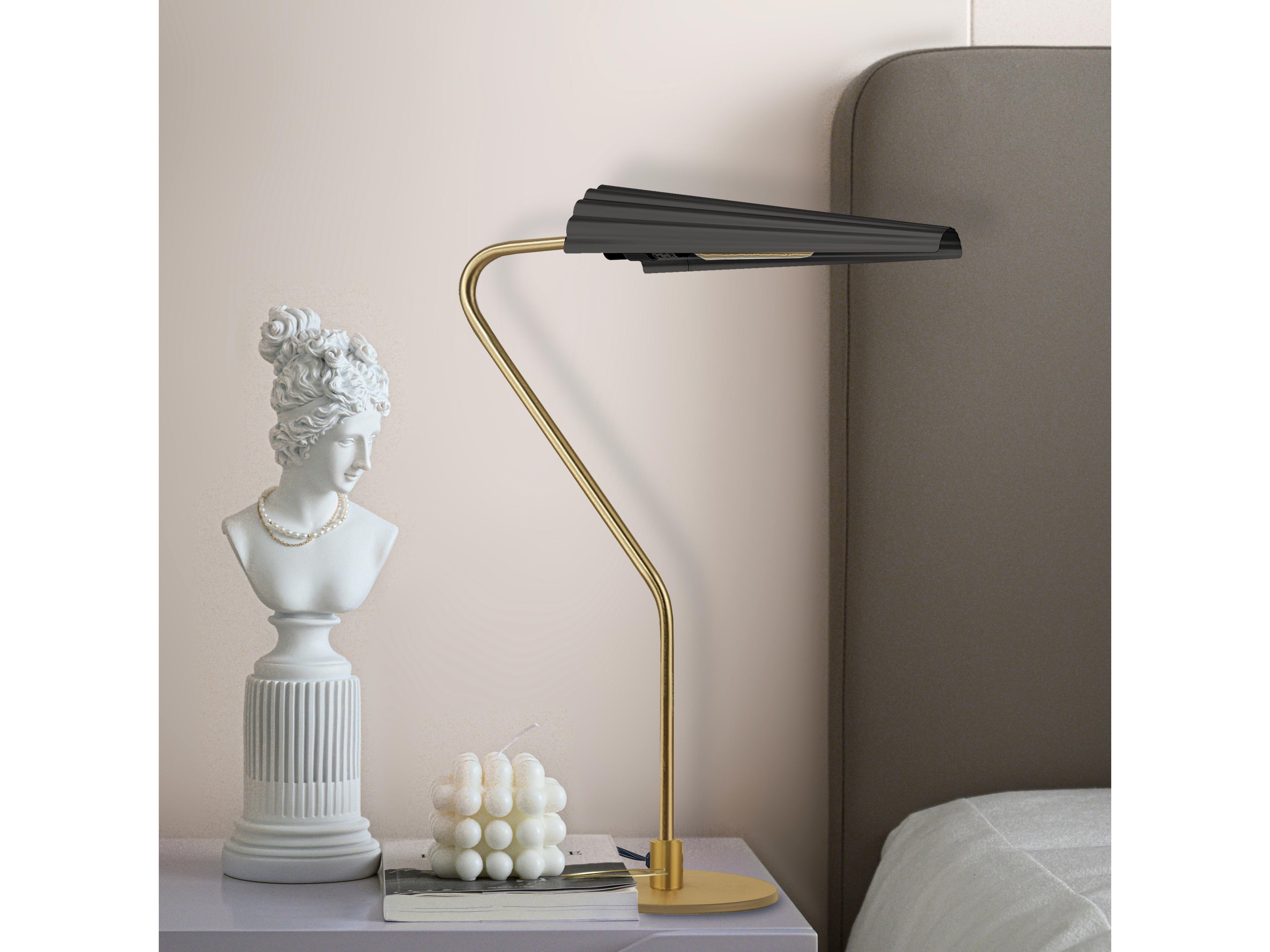 Dainolite Cassie Aged Brass Matte Black Table Lamp