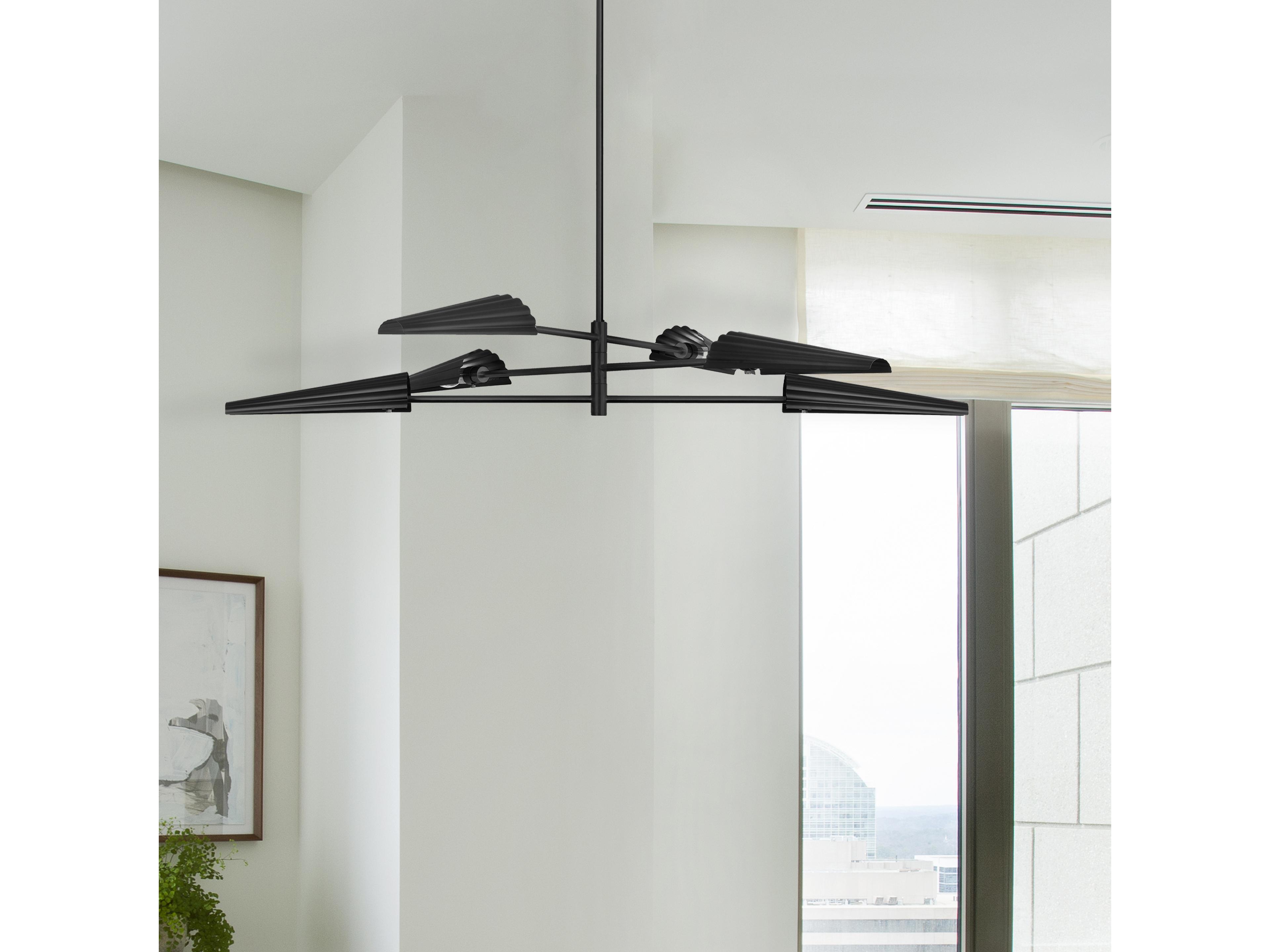 Dainolite Cassie 6-Light Matte Black Linear Tiered Chandelier