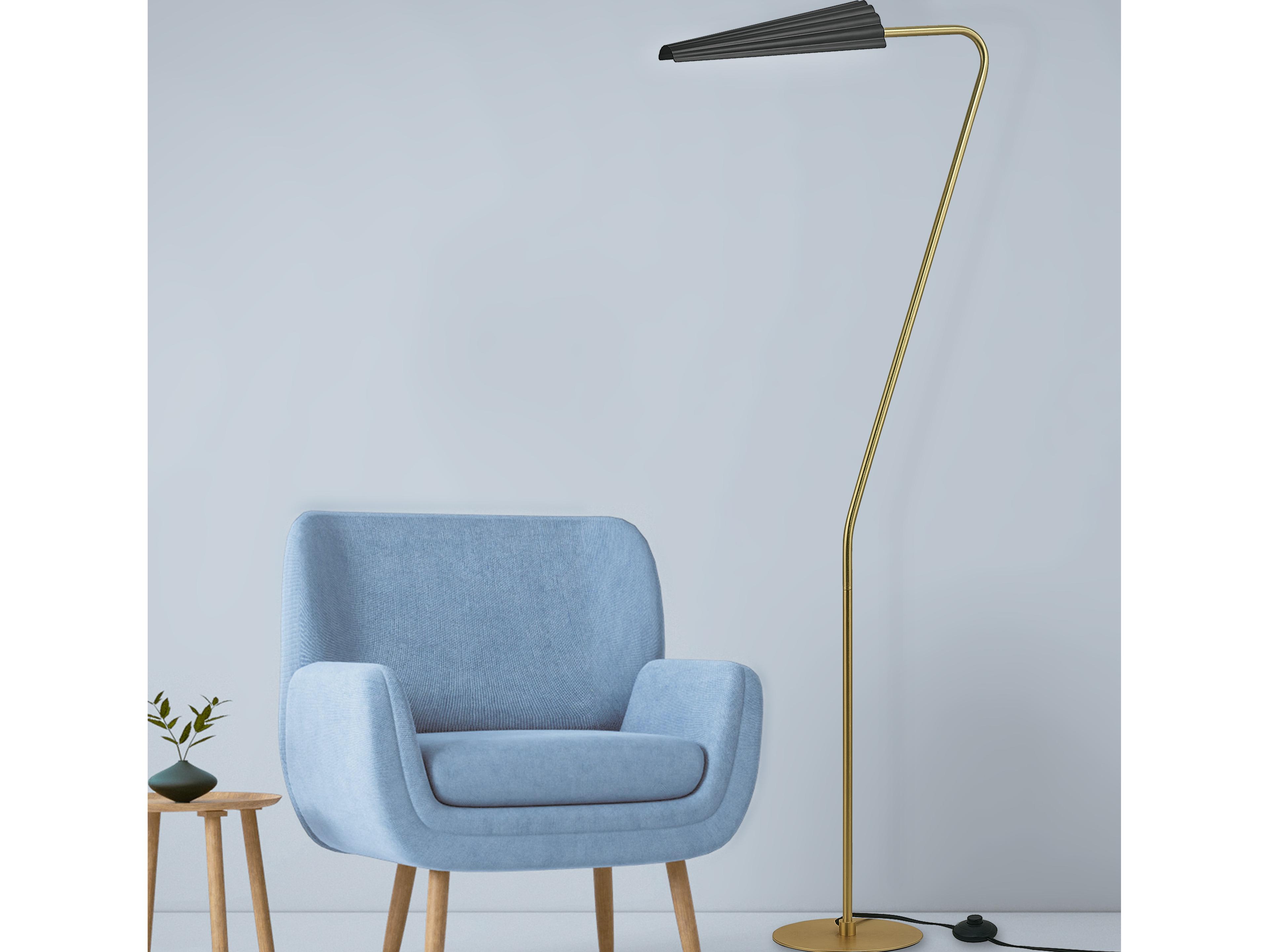 Dainolite Cassie Aged Brass Matte Black Floor Lamp