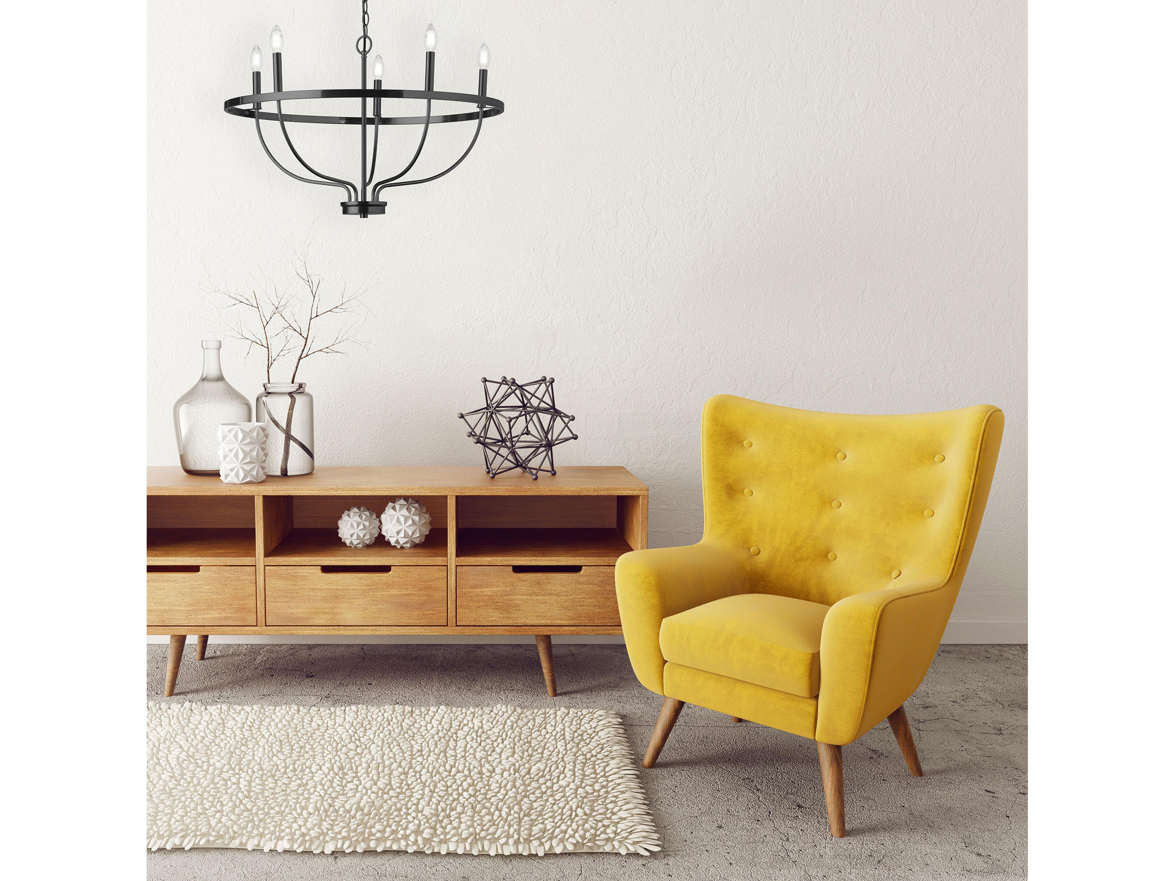 Dainolite Cesar 5-Light Matte Black Candelabra Chandelier