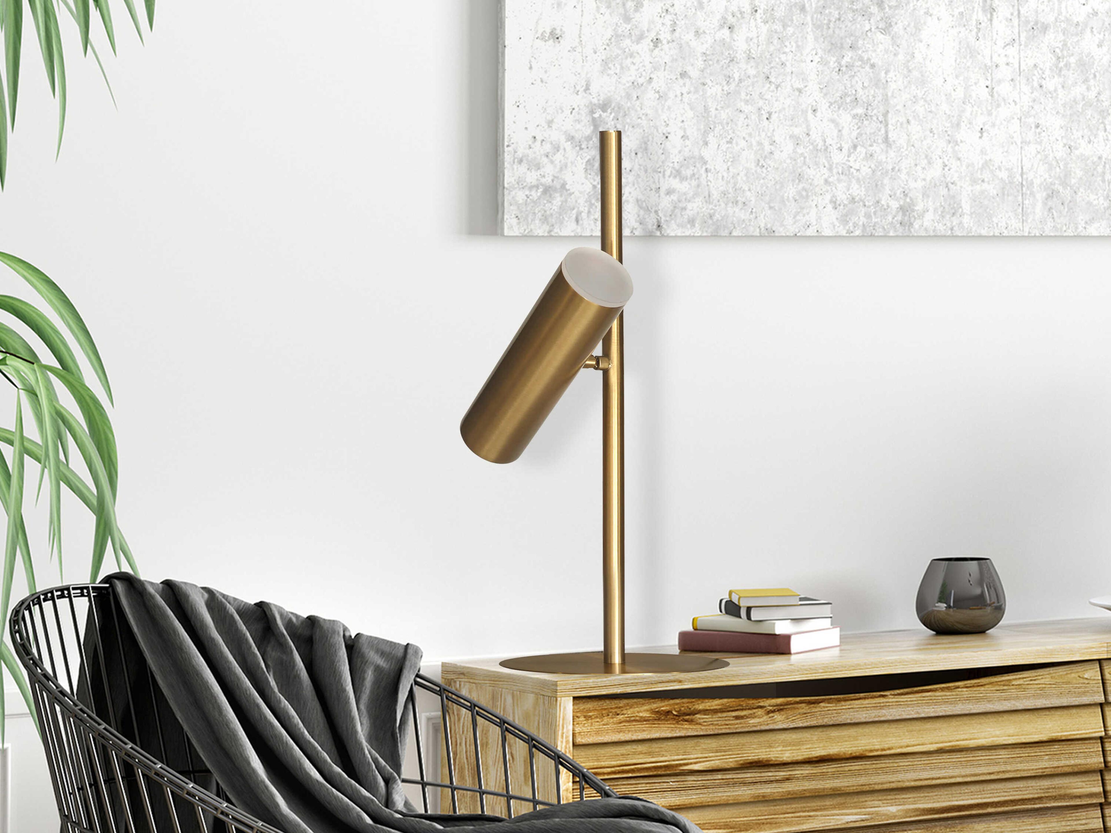 Dainolite Constance Aged Brass Frosted Acrylic Table Lamp