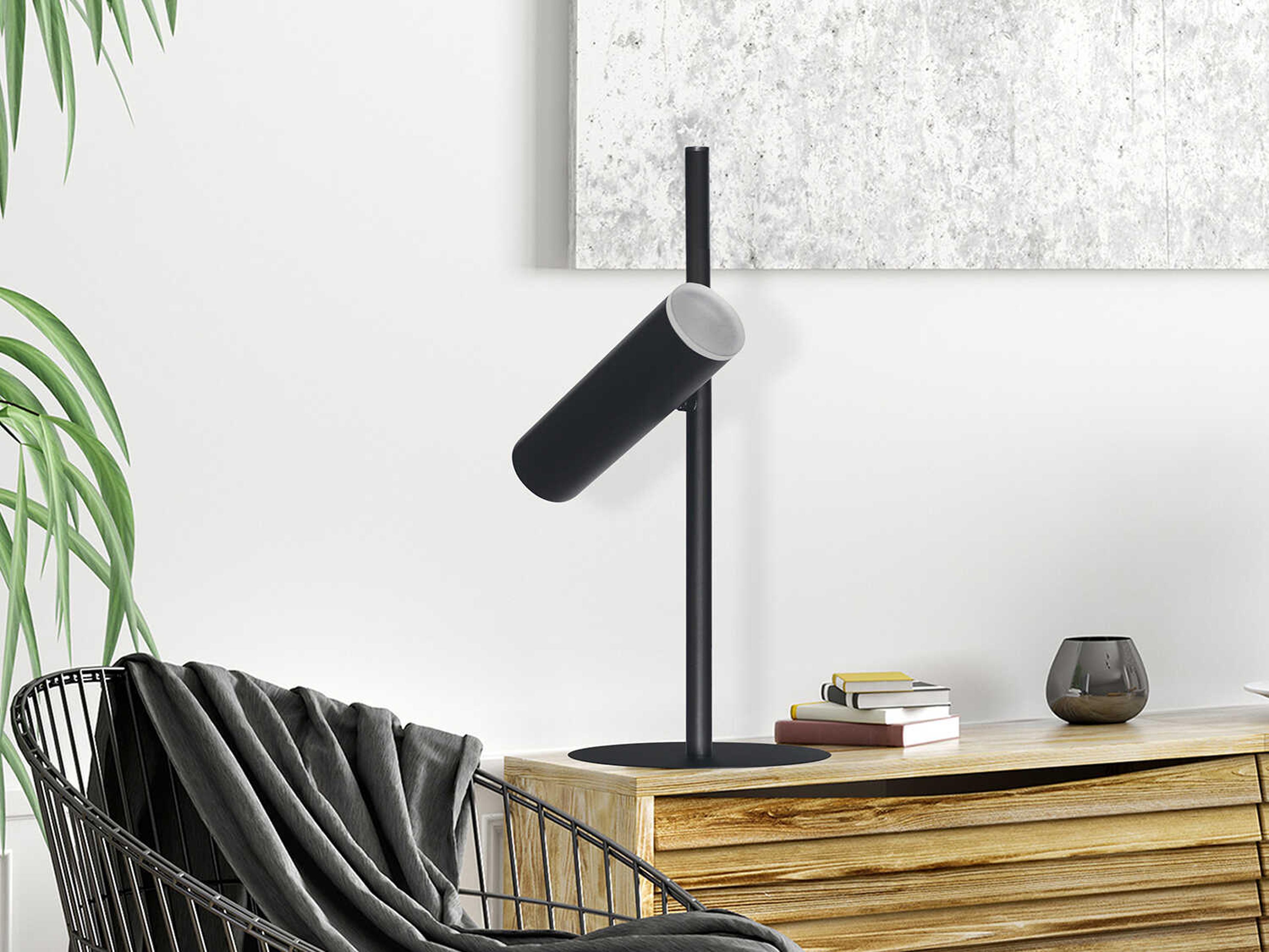 Dainolite Constance Matte Black Frosted Acrylic Table Lamp